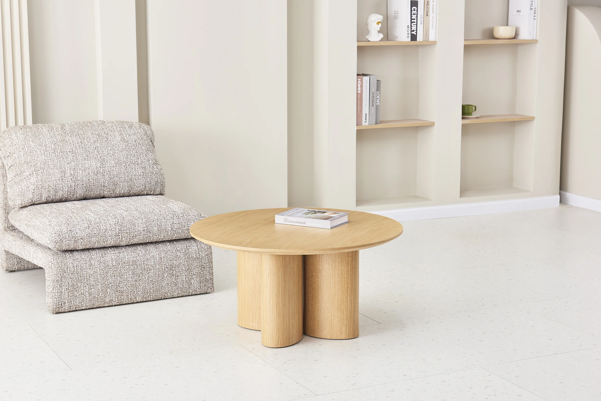 Stolik kawowy Etially okrągły 80 cm dąb naturalny fornir - Image 3