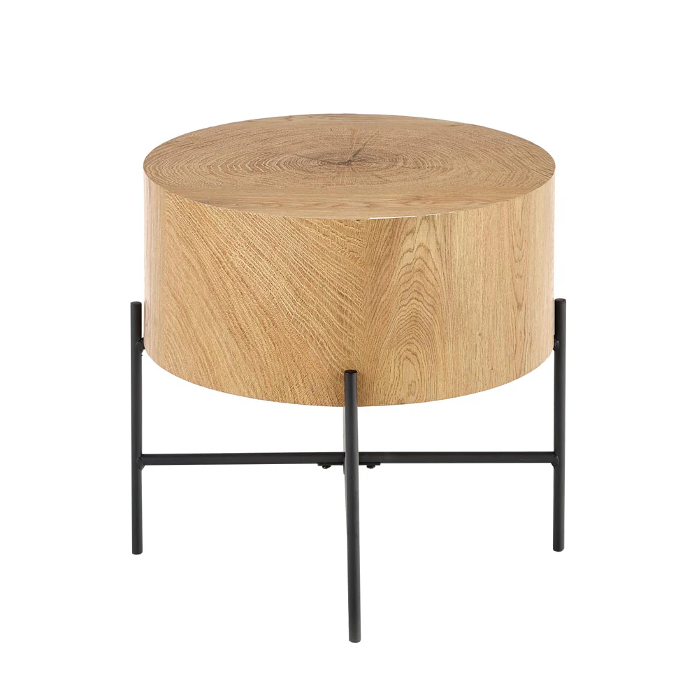 Stolik kawowy Filewdy średnica 45 cm dąb naturalny - czarny - Image 4