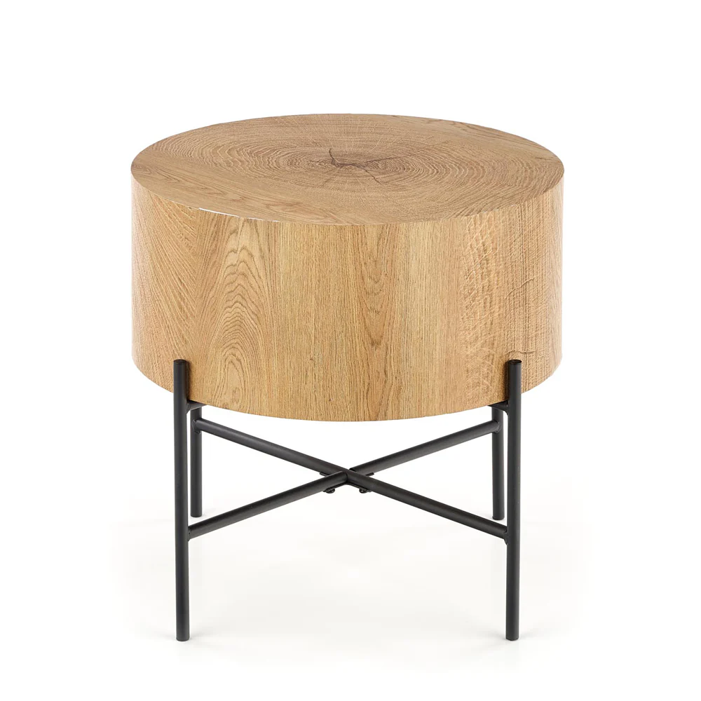 Stolik kawowy Filewdy średnica 45 cm dąb naturalny - czarny - Image 6