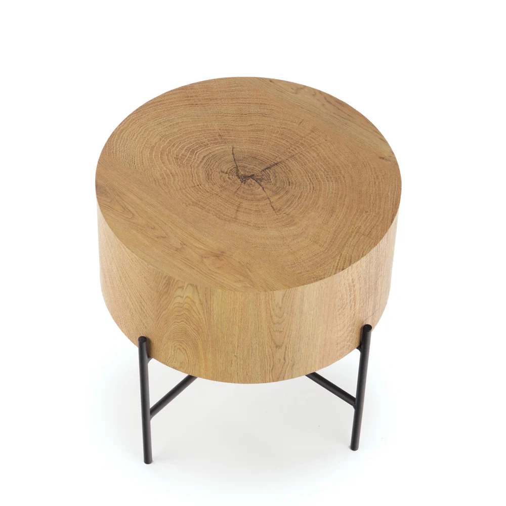 Stolik kawowy Filewdy średnica 45 cm dąb naturalny - czarny - Image 7