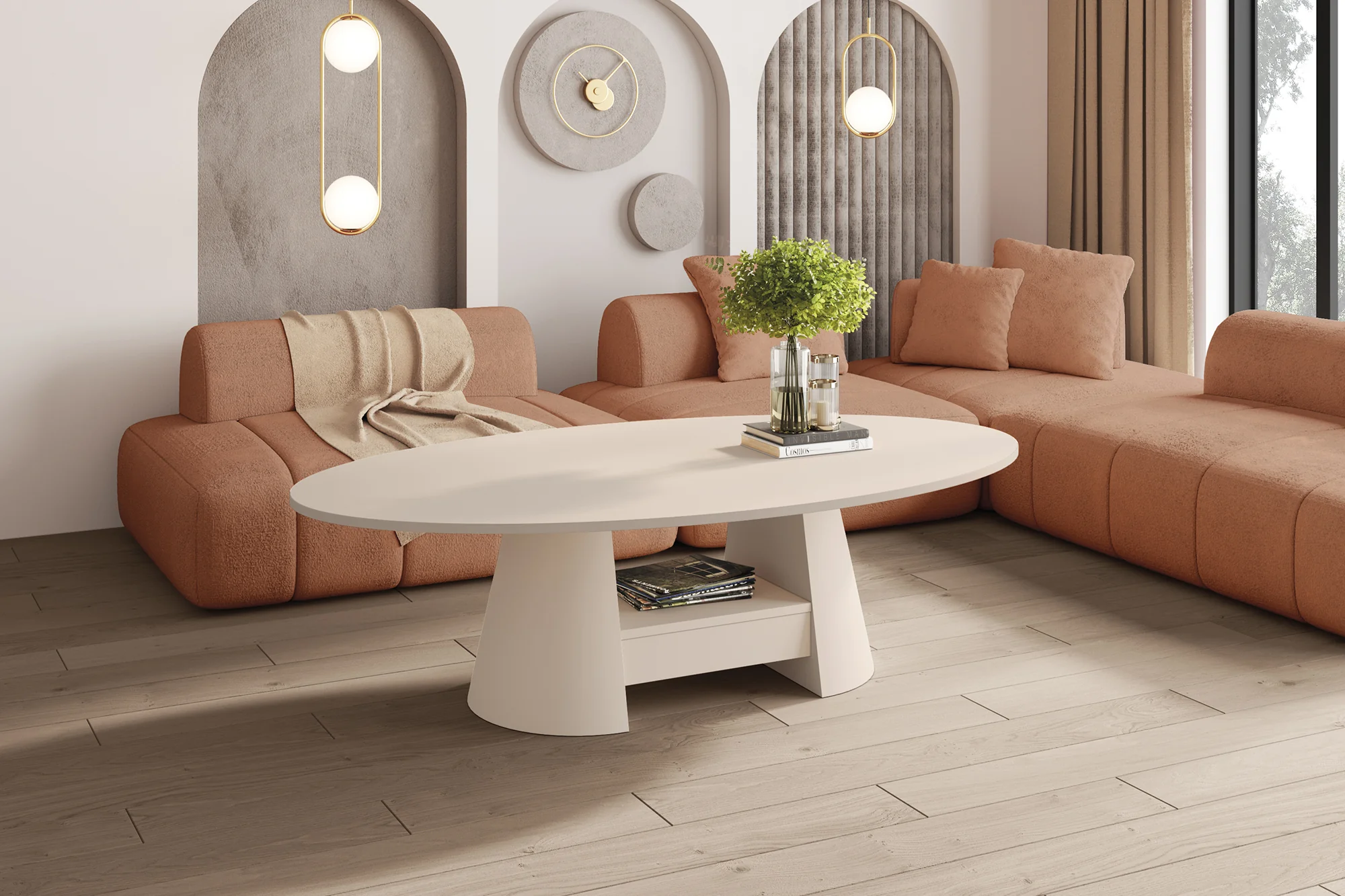Stolik kawowy Flawelly 160x90 cm cappuccino mat - Image 2
