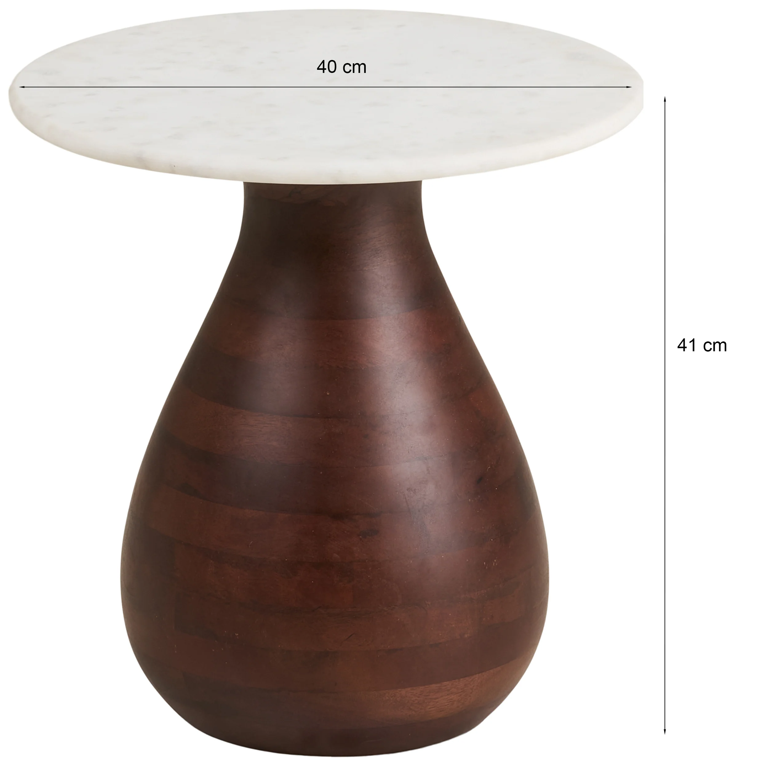 Stolik kawowy Heide okrągły 40 cm drewno mango marmurowy blat - Image 7