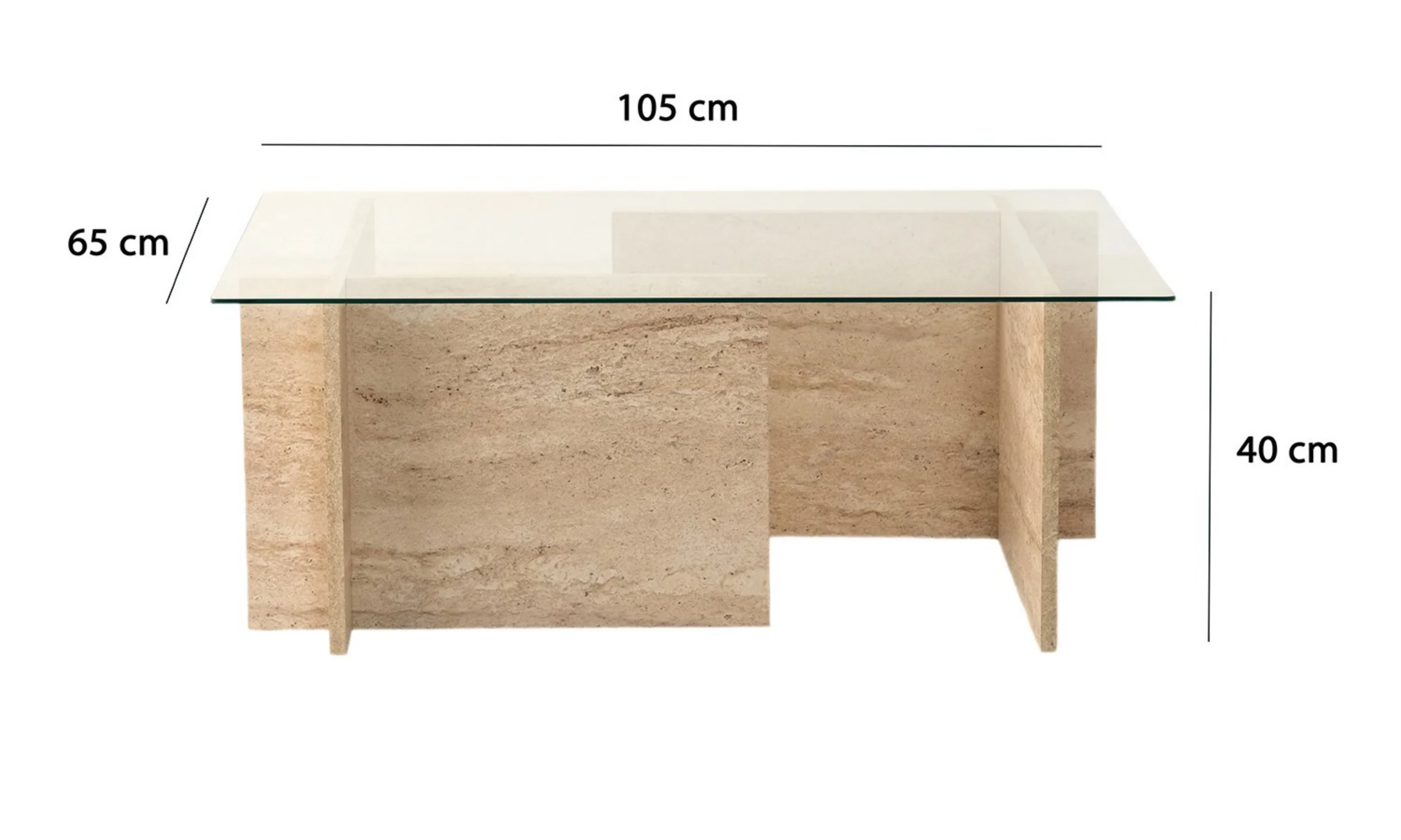 Stolik kawowy Hevings niski 105x65 szkło/trawetyn - Image 8