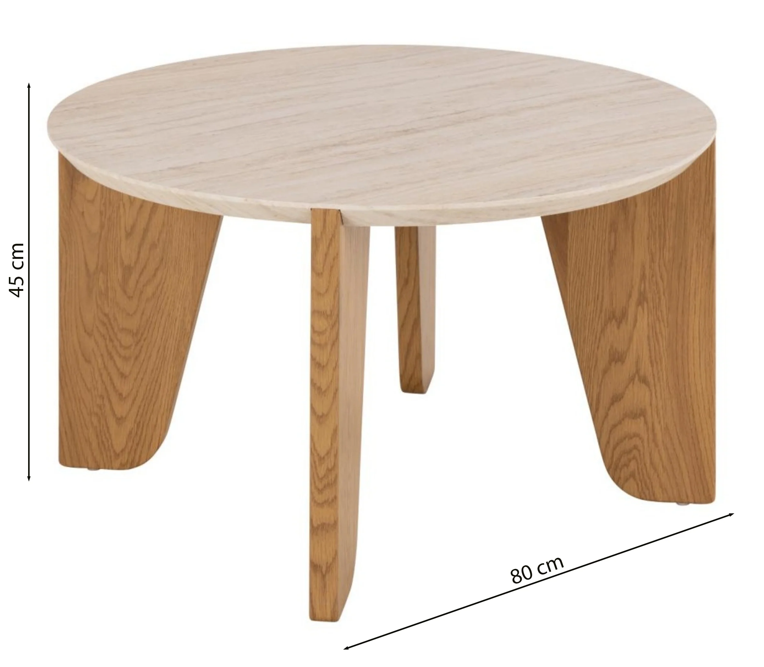 Stolik kawowy Kardly okrągły 80x80 cm trawertyn/ dąb - Image 5