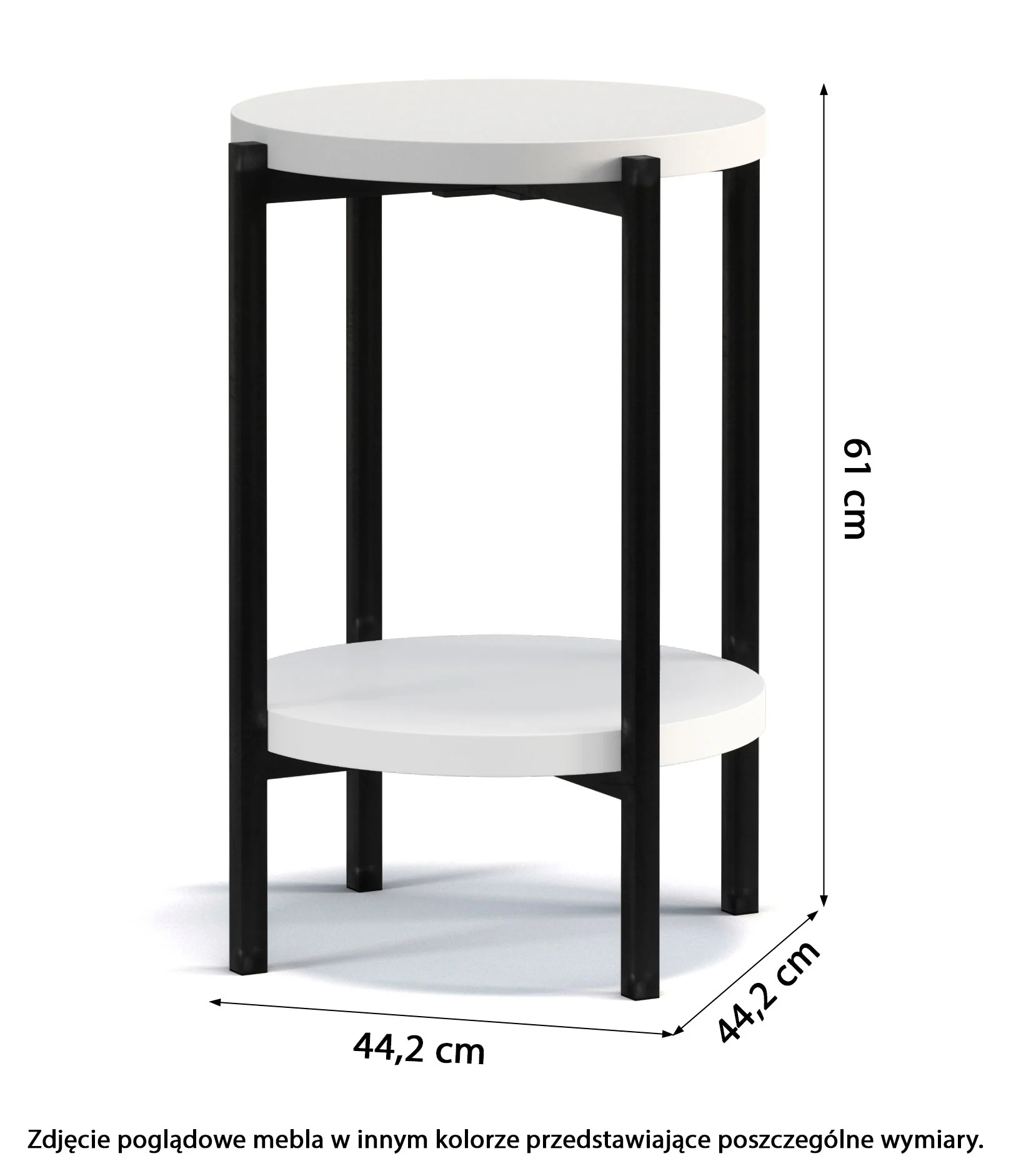 Stolik kawowy Kortala okrągły 40 cm biały połysk wysoki - Image 3