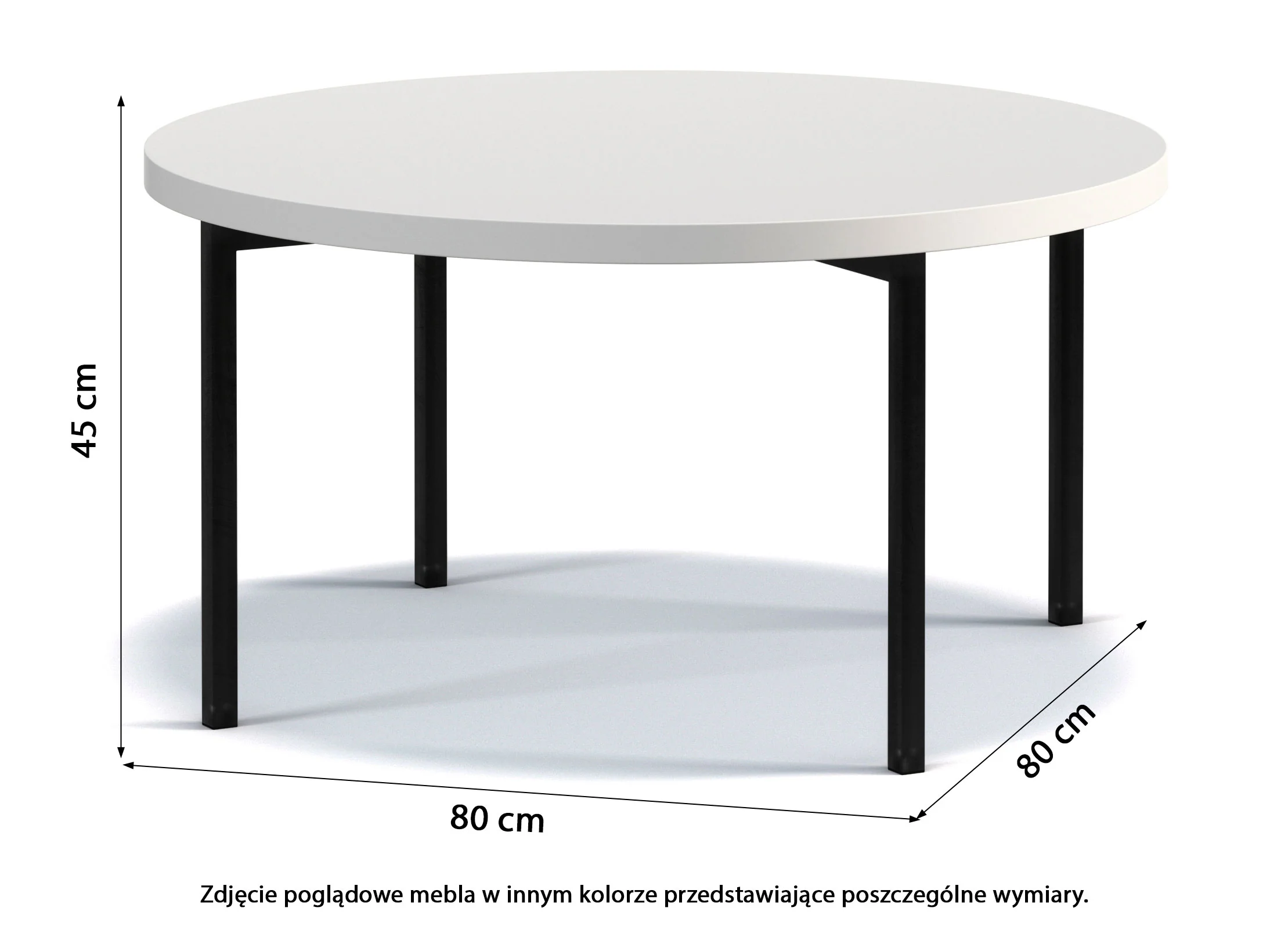 Stolik kawowy Kortala okrągły 80 cm biały mat - Image 3