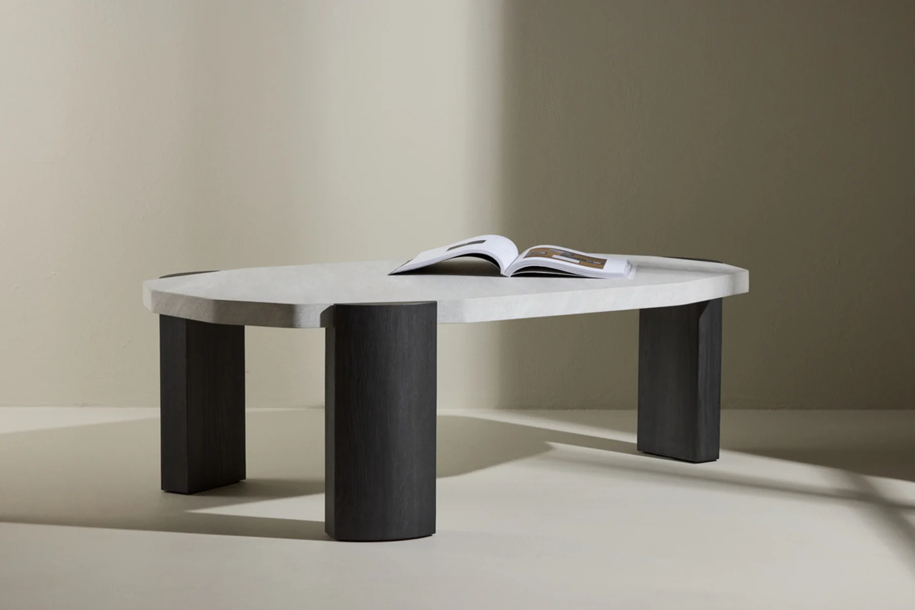 Stolik kawowy Kres 125x71 cm jasnoszary/dąb czarny - Image 2