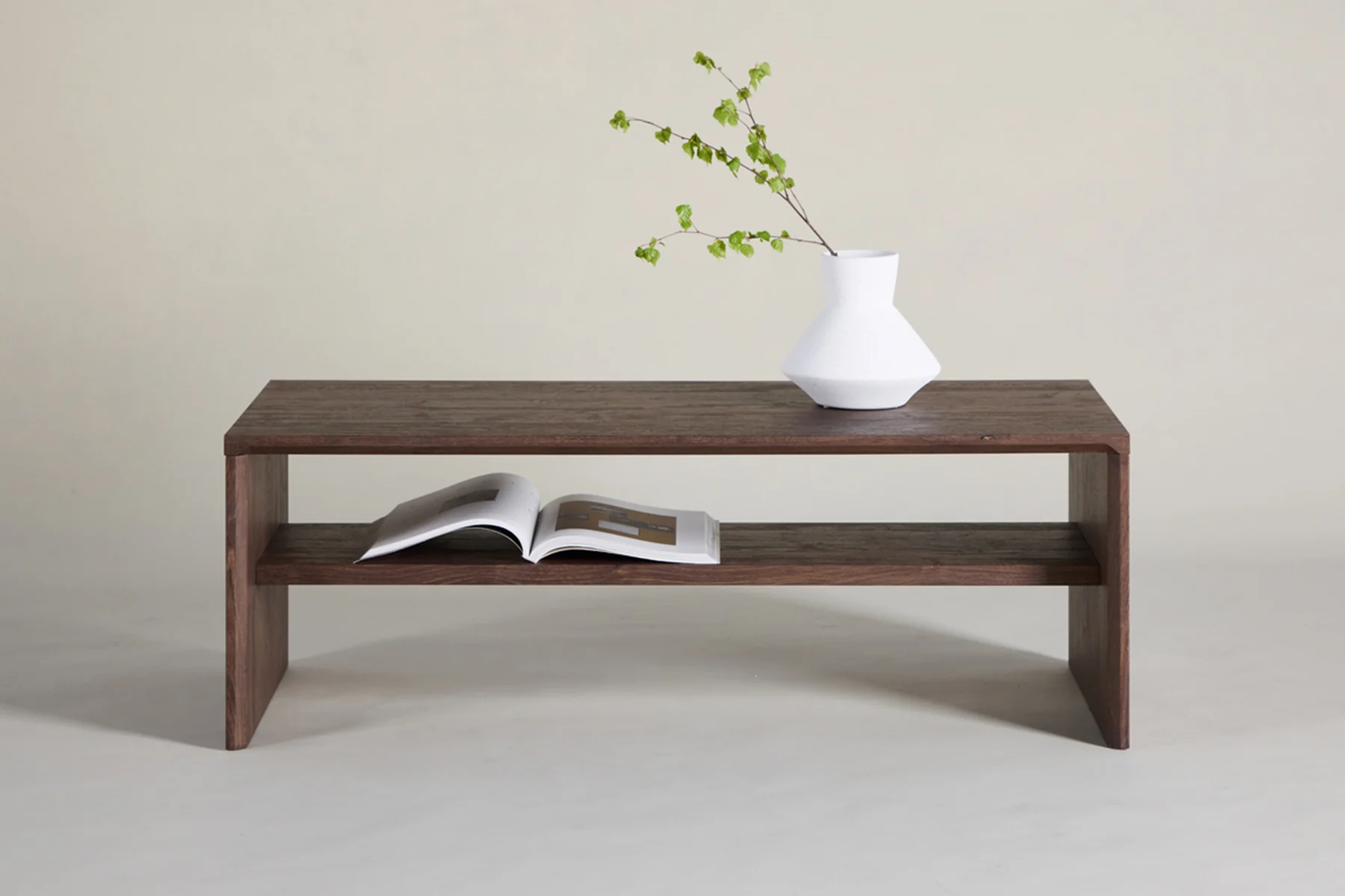 Stolik kawowy Lorren 100x50 cm mokka z półką - Image 2