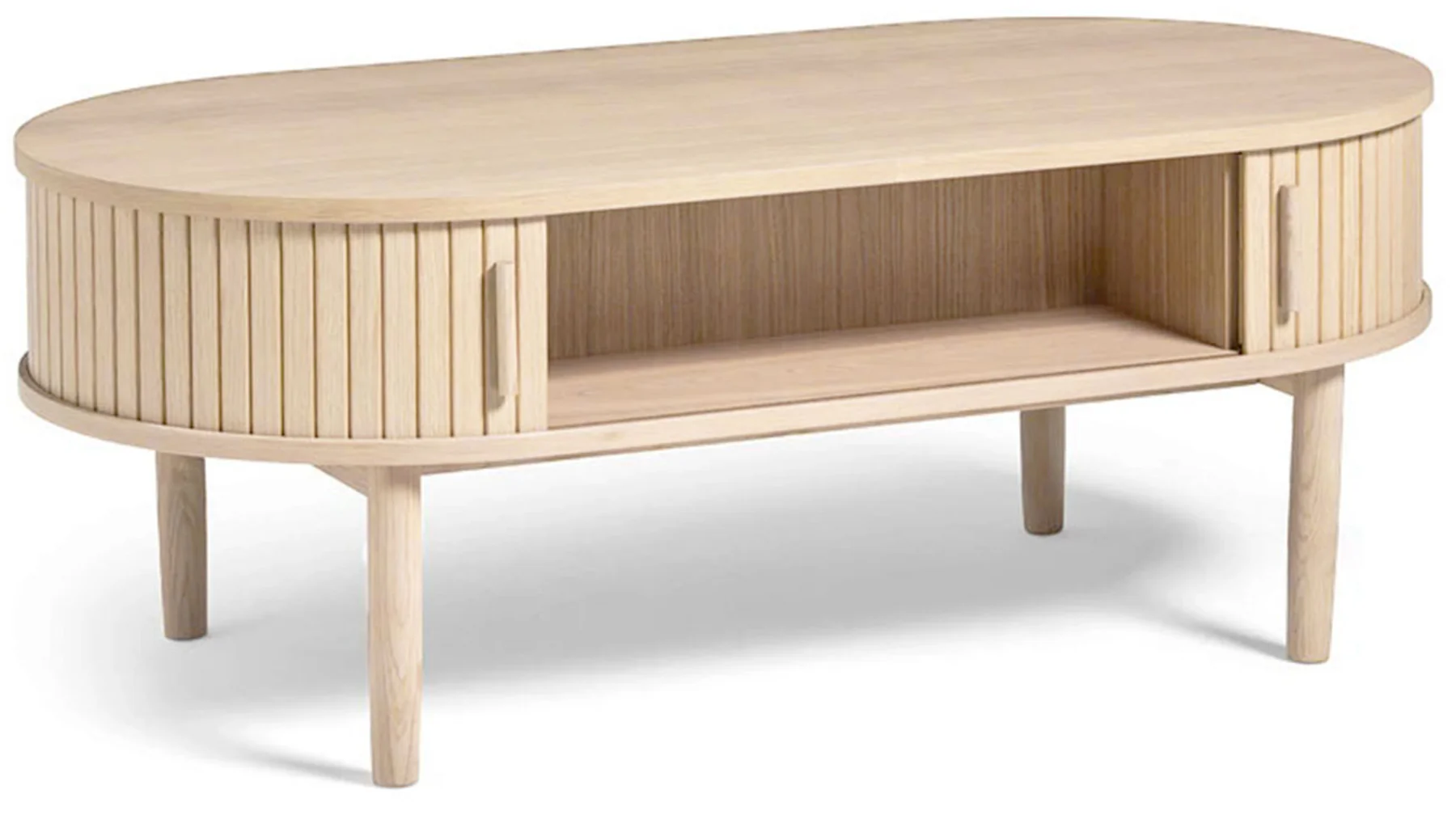 Stolik kawowy Meta 120x60 cm lamele z półką dąb bielony - Image 2