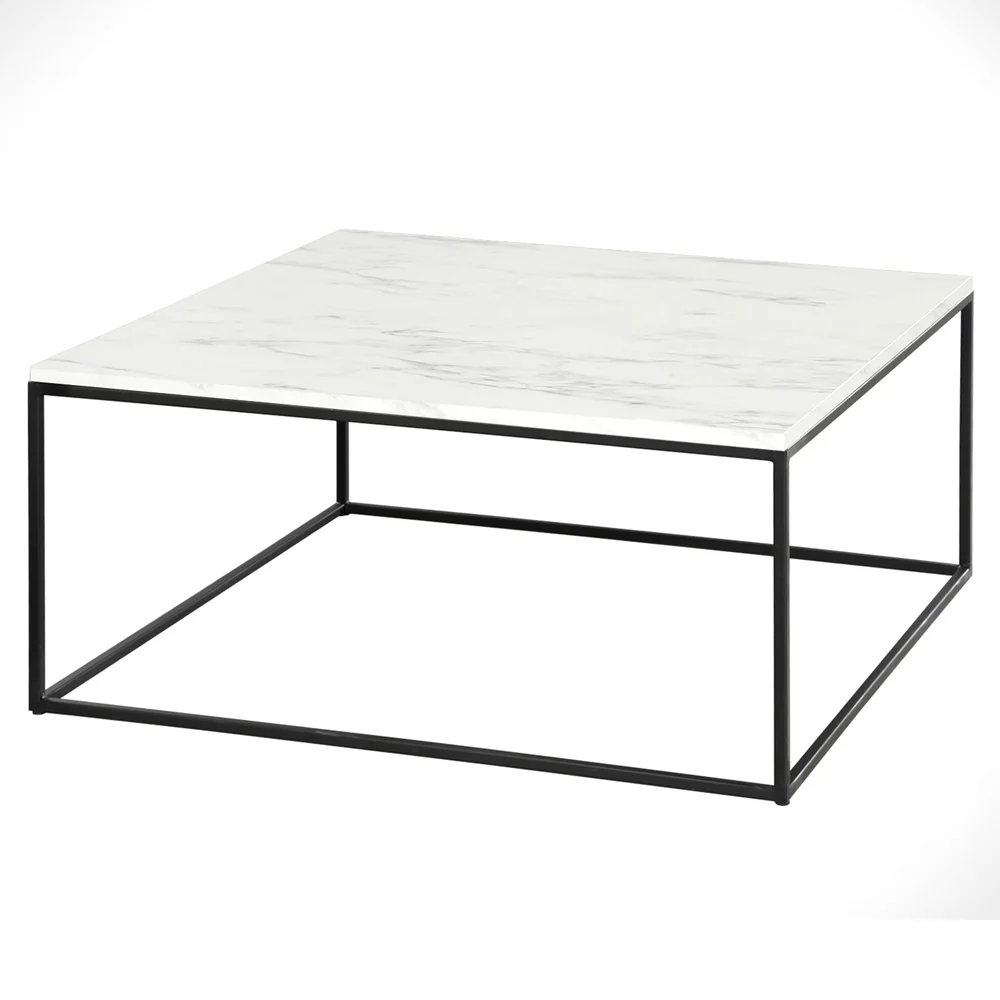 Stolik kawowy metalowy Felyndiira biały/czarny 75x75 cm