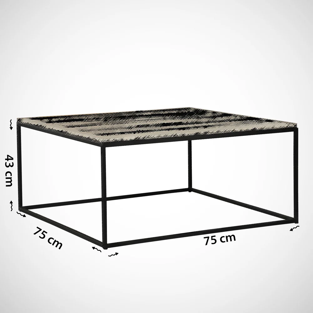 Stolik kawowy metalowy Felyndiira biały/czarny 75x75 cm - Image 5