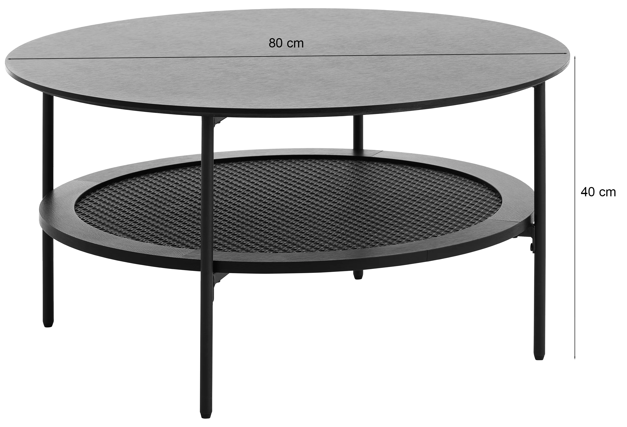Stolik kawowy Mogest okragły 80 cm dąb czarny z półką - Image 6