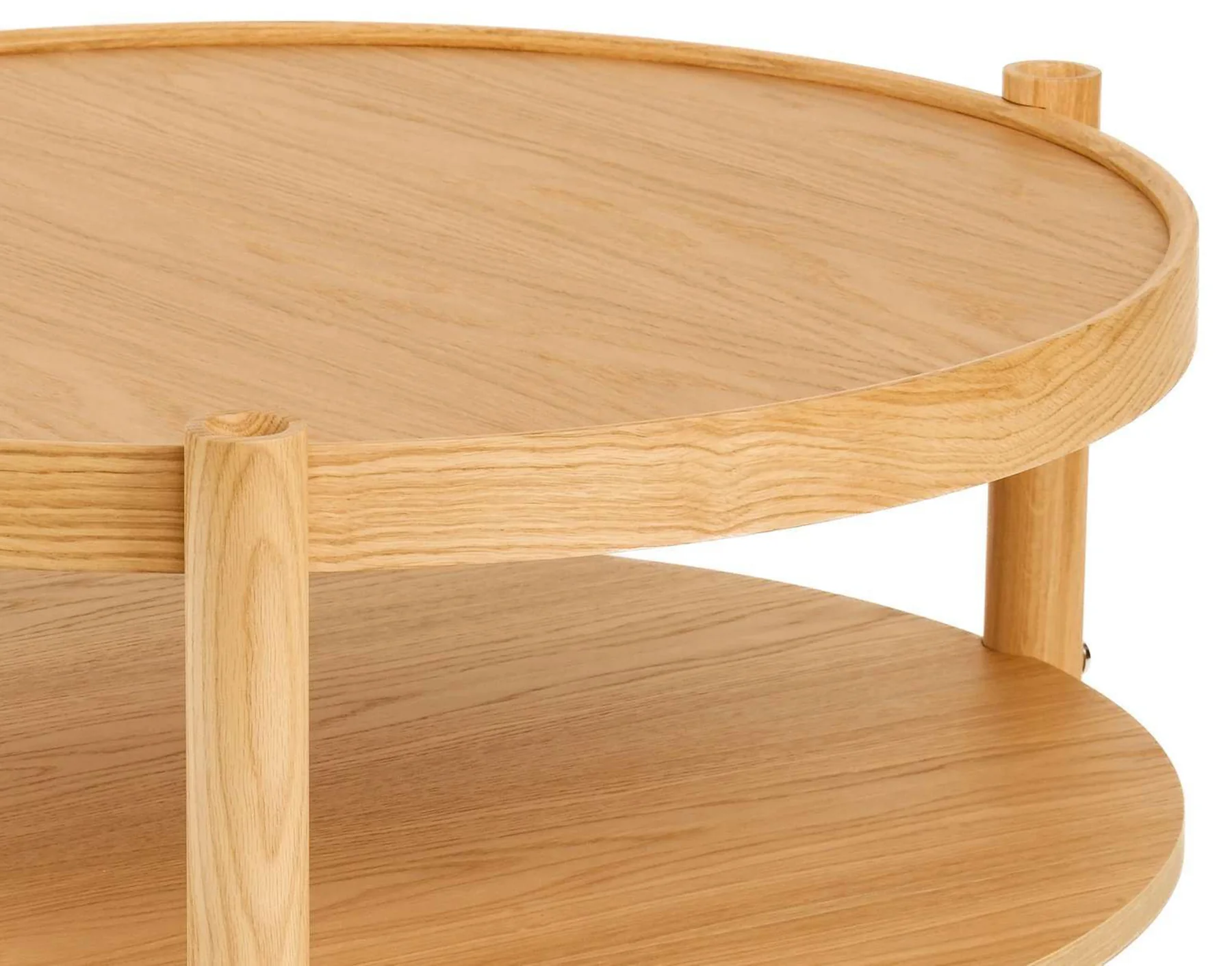 Stolik kawowy Monza drewniany 80 cm dąb naturalny z półką - Image 3