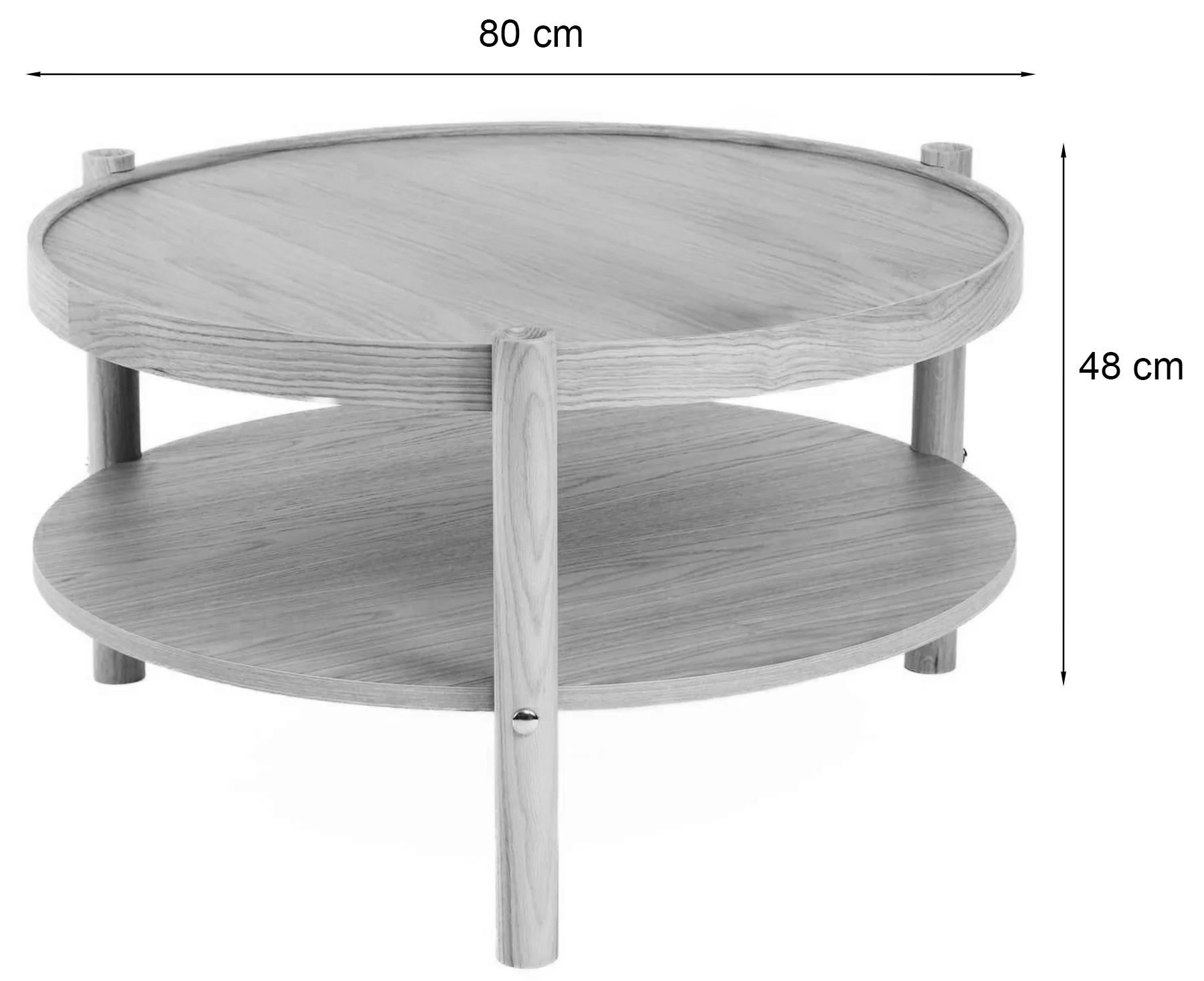 Stolik kawowy Monza drewniany 80 cm dąb naturalny z półką - Image 4