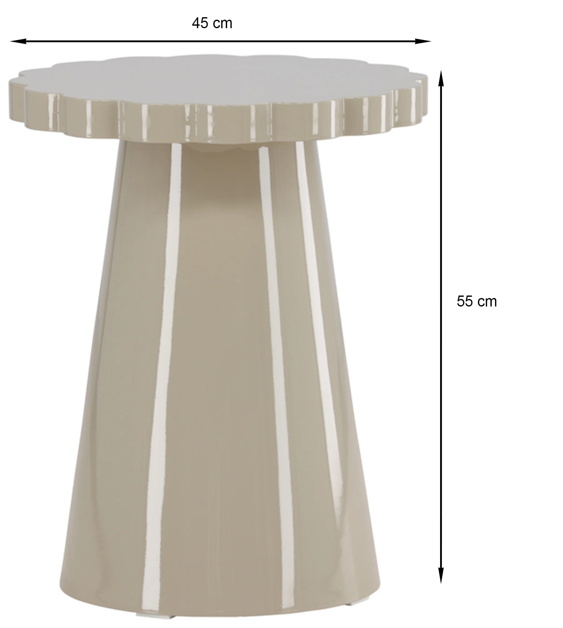 Stolik kawowy Noyra średnica 45 cm beżowy z blatem w kształcie kwiatka - Image 6