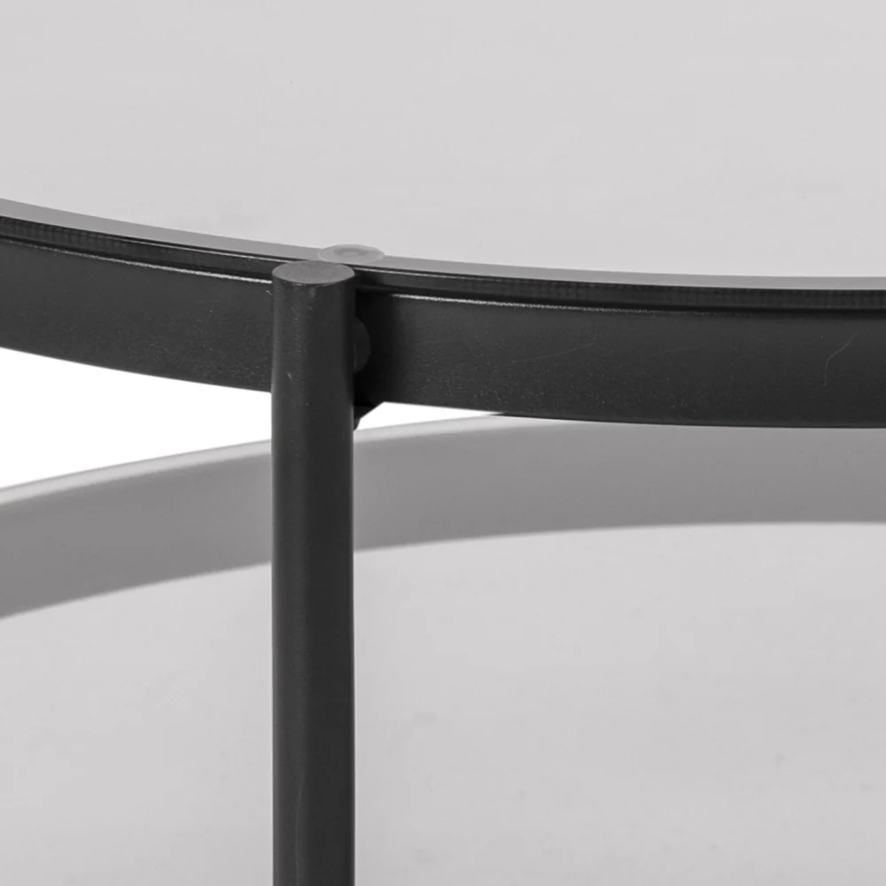 Stolik kawowy okrągły Aykal średnica 79 cm dymione szkło - Image 3