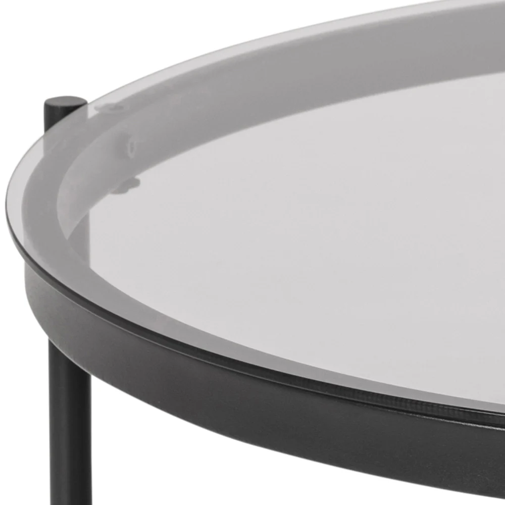 Stolik kawowy okrągły Aykal średnica 79 cm dymione szkło - Image 4