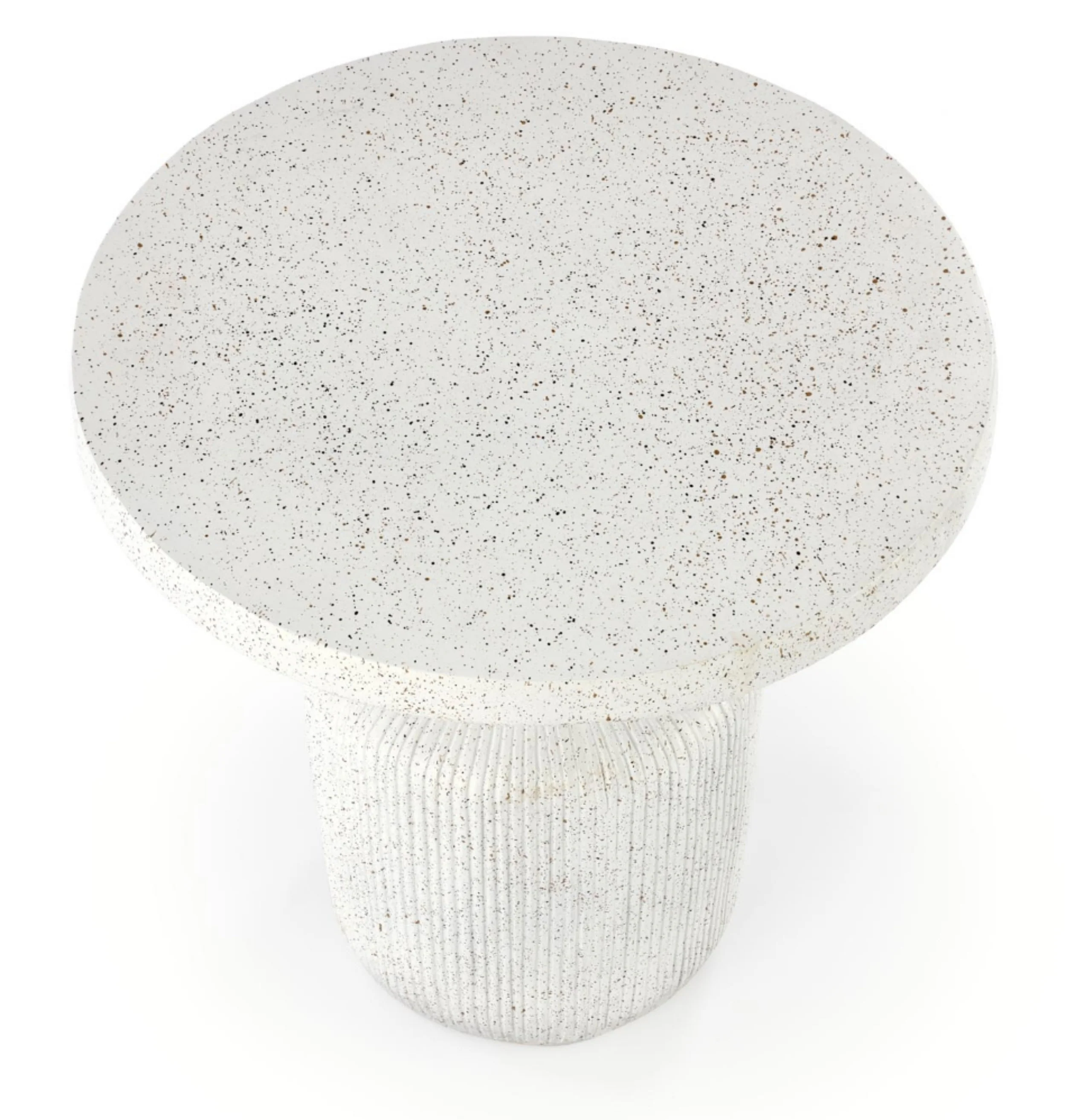 Stolik kawowy okrągły Haulke 54 cm biały nakrapiany - Image 5