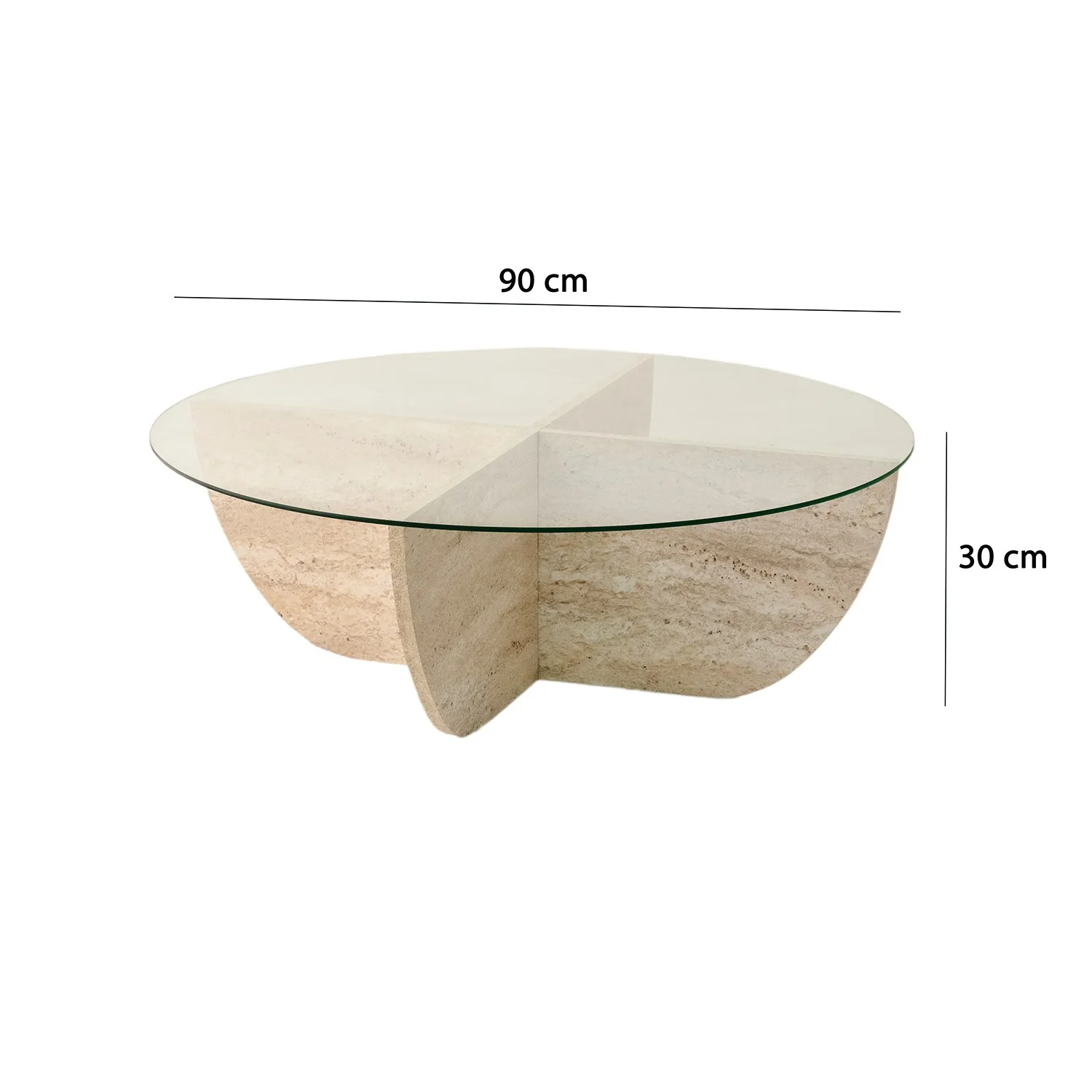 Stolik kawowy okrągły Mishuts 90x90 cm szklany blat/trawertyn - Image 9