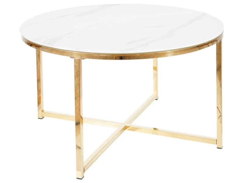 Stolik kawowy okrągły Salma średnica 80 cm z blatem imitującym marmur - Image 2