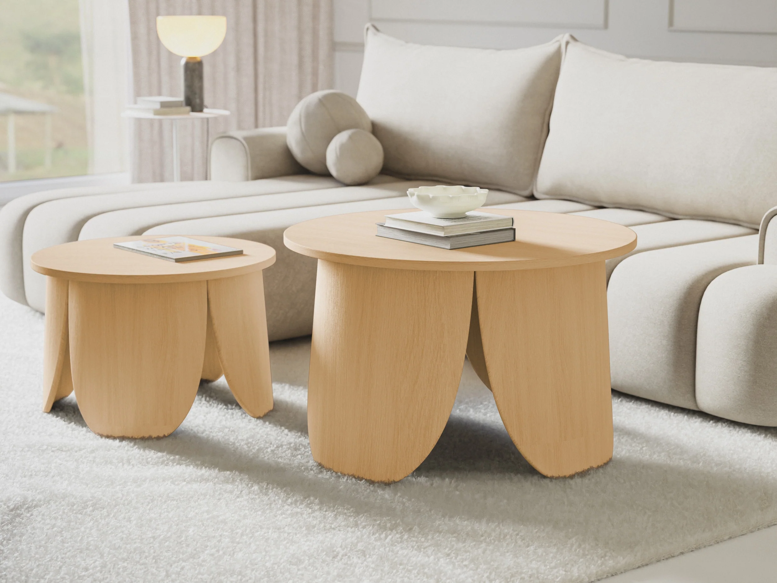 Stolik kawowy okrągły Vivially średnica 80 cm dąb naturalny - Image 6