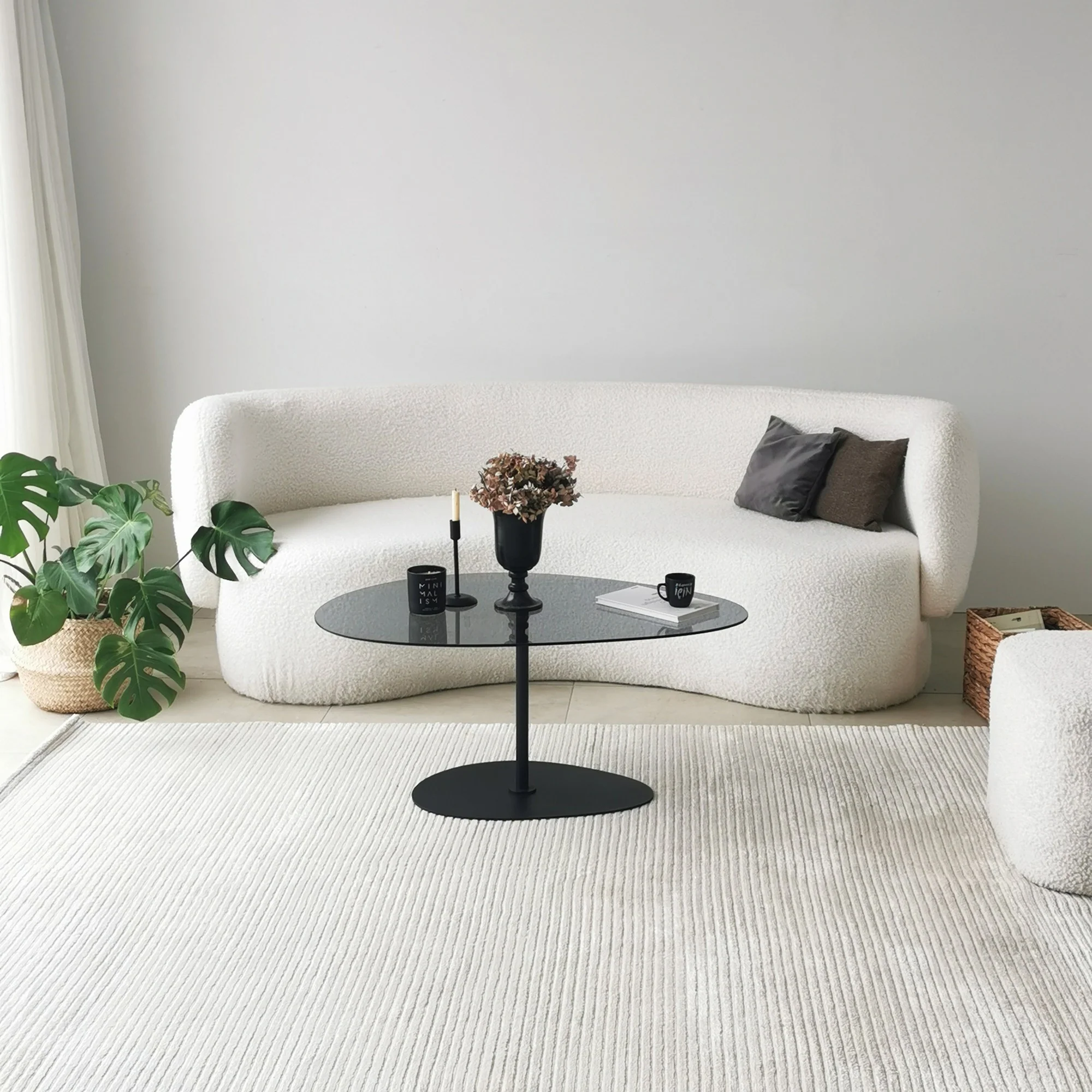 Stolik kawowy Pairrever 90x60 cm ciemnoszare szkło/ czarna podstawa - Image 3