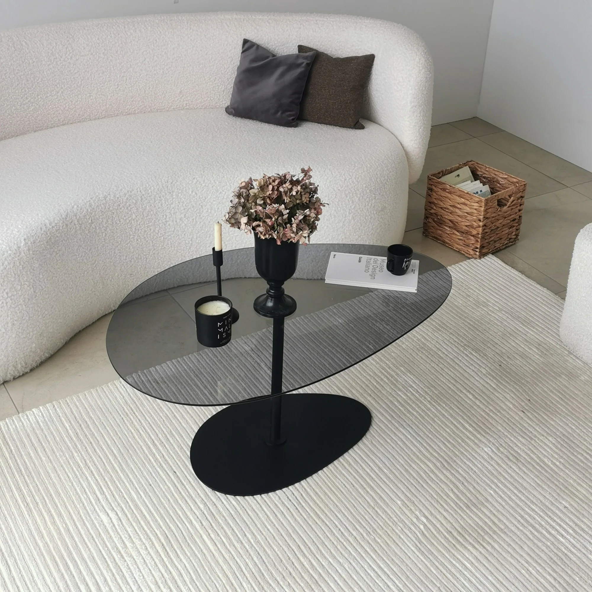 Stolik kawowy Pairrever 90x60 cm ciemnoszare szkło/ czarna podstawa - Image 5