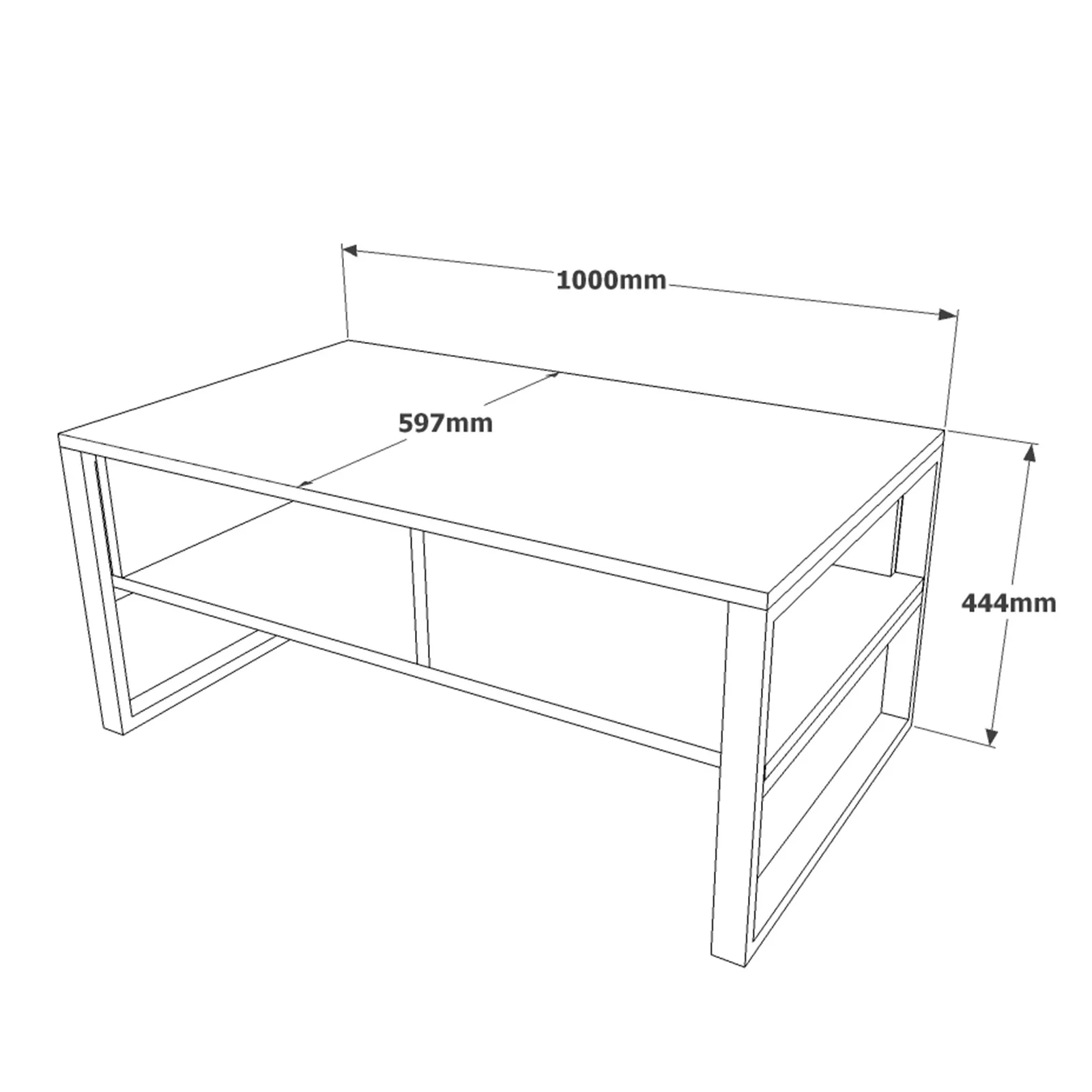 Stolik kawowy prostokątny Diffodes 100x59 cm beton/czarny - Image 5