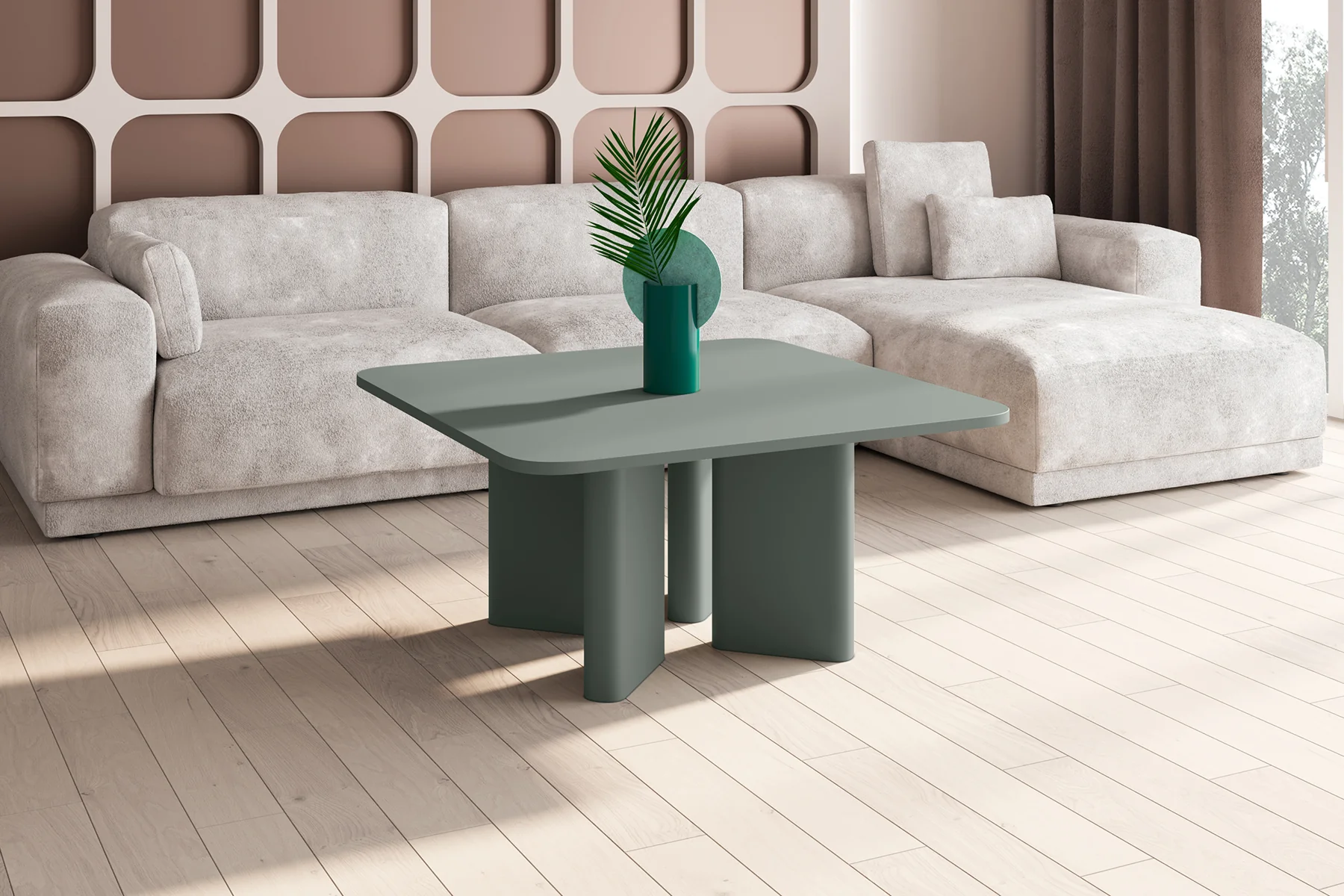 Stolik kawowy Rallity 80x80 cm zielony mat - Image 2
