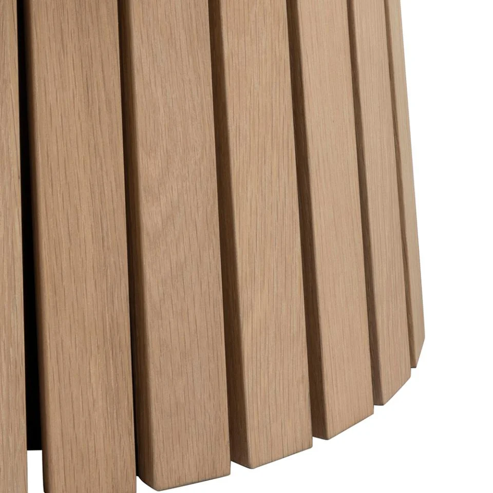 Stolik kawowy Rathiang okrągły w kolorze dębu z lamelową podstawą 80 cm - Image 4