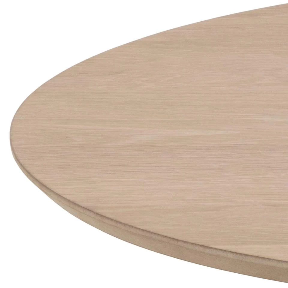 Stolik kawowy Rathiang okrągły w kolorze dębu z lamelową podstawą 80 cm - Image 5