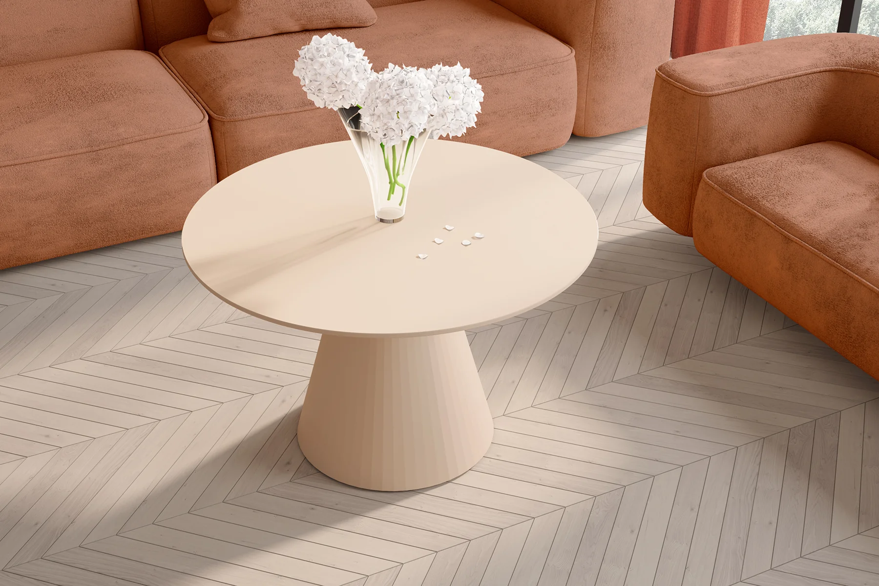 Stolik kawowy Ritelly okrągły 80 cm cappuccino mat - Image 2