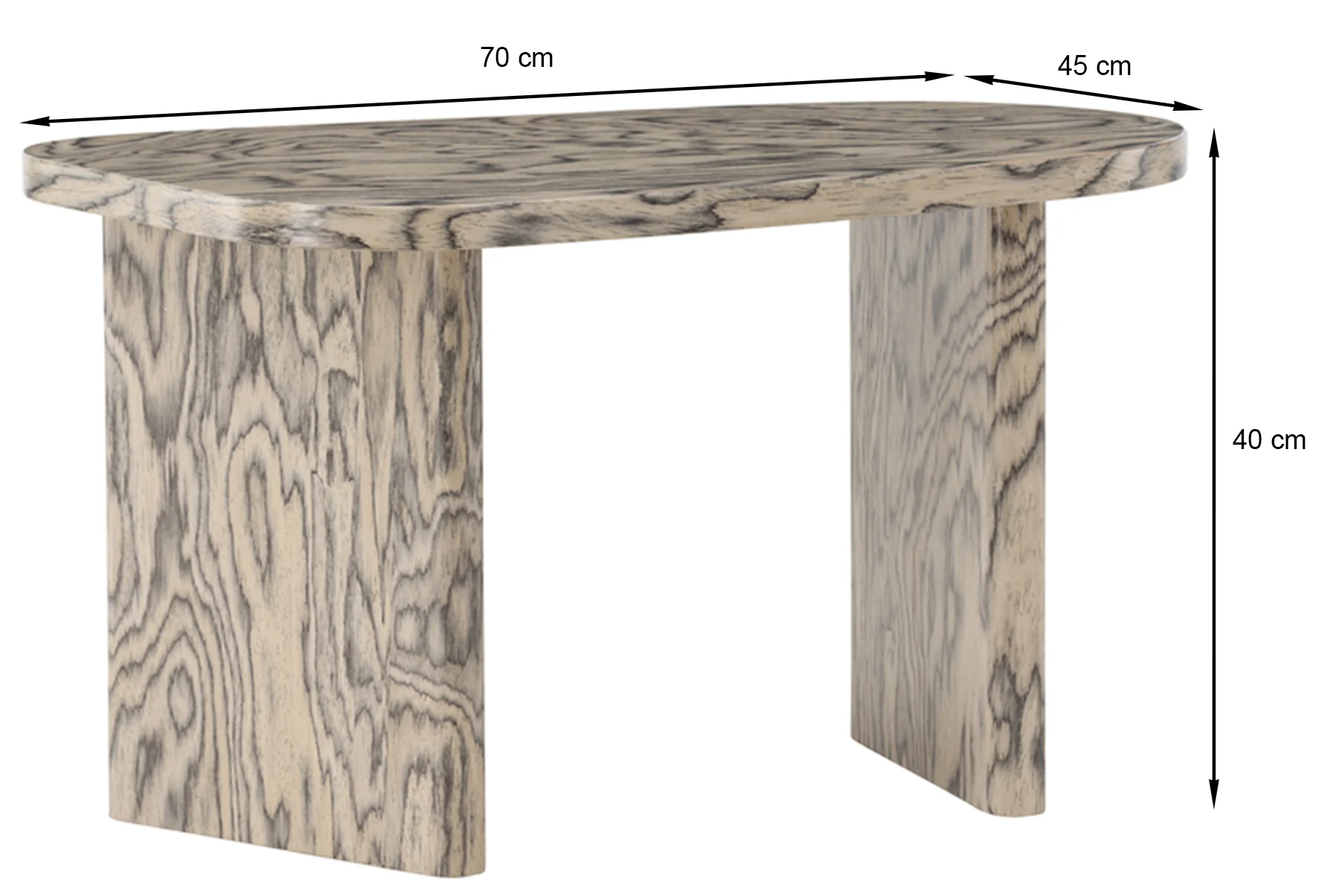 Stolik kawowy Ritony 70x45 cm dąb bielony z czarnym usłojeniem - Image 9