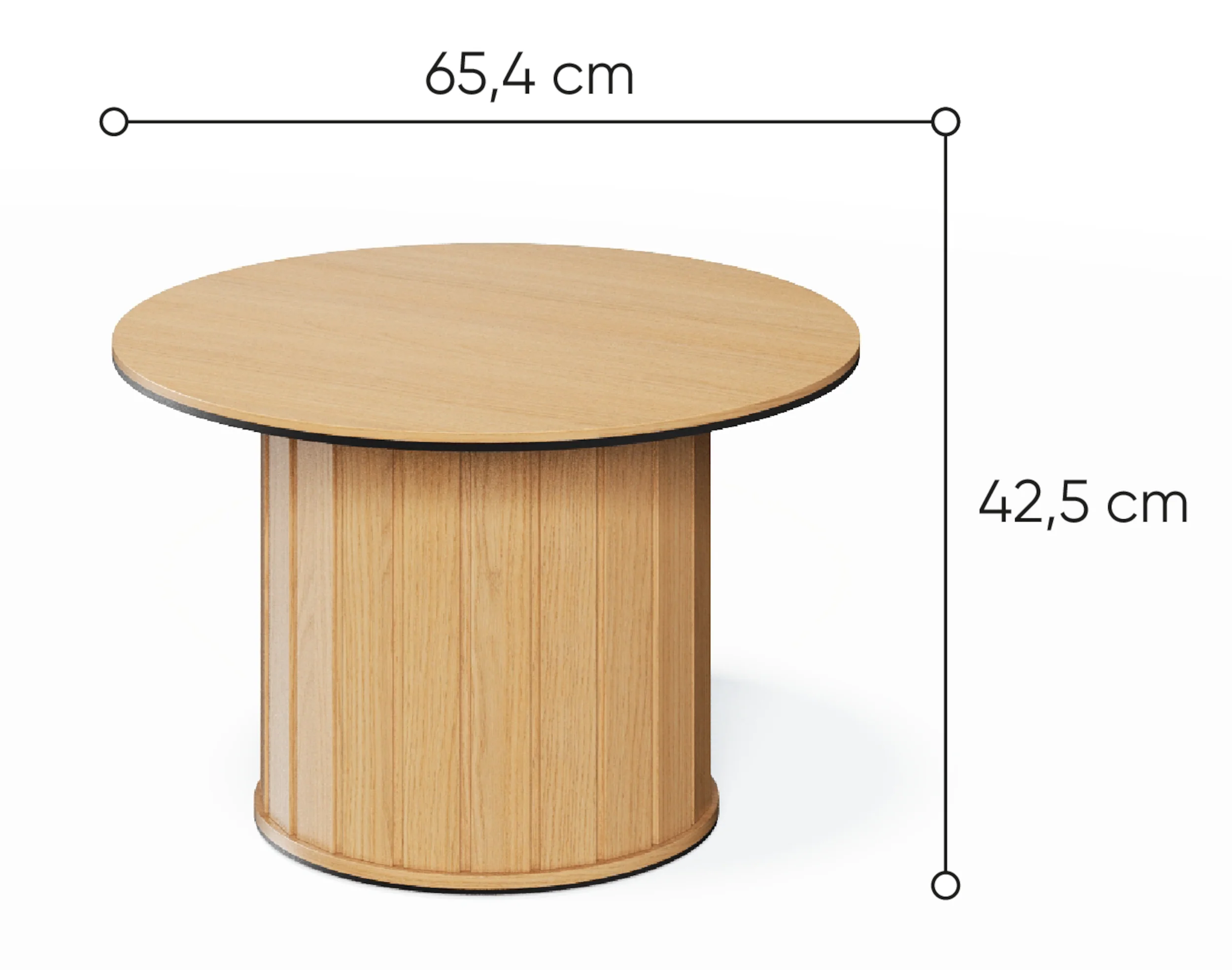 Stolik kawowy Rotto z ryflami okrągły 66 cm dąb vincenza - Image 5