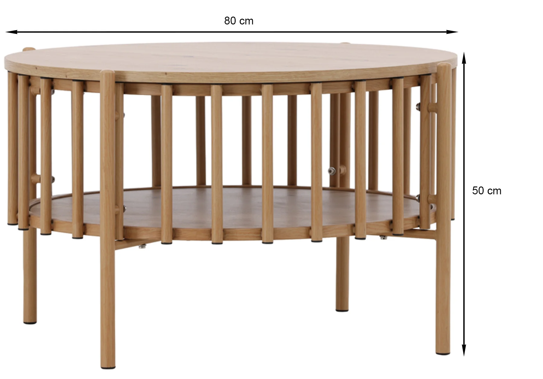 Stolik kawowy Rubbo okrągły 80 cm jasne drewno - Image 6
