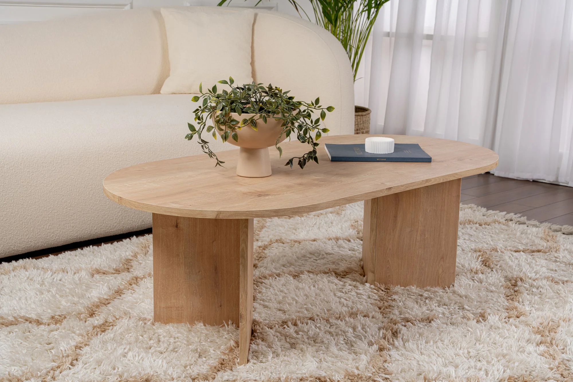 Stolik kawowy Sable owalny blat 119x60 cm dąb naturalny - Image 2