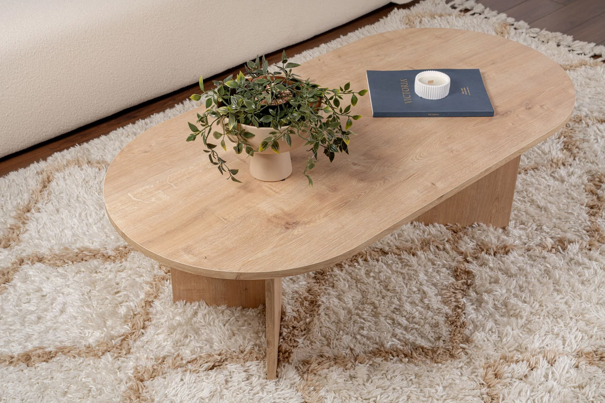 Stolik kawowy Sable owalny blat 119x60 cm dąb naturalny - Image 4