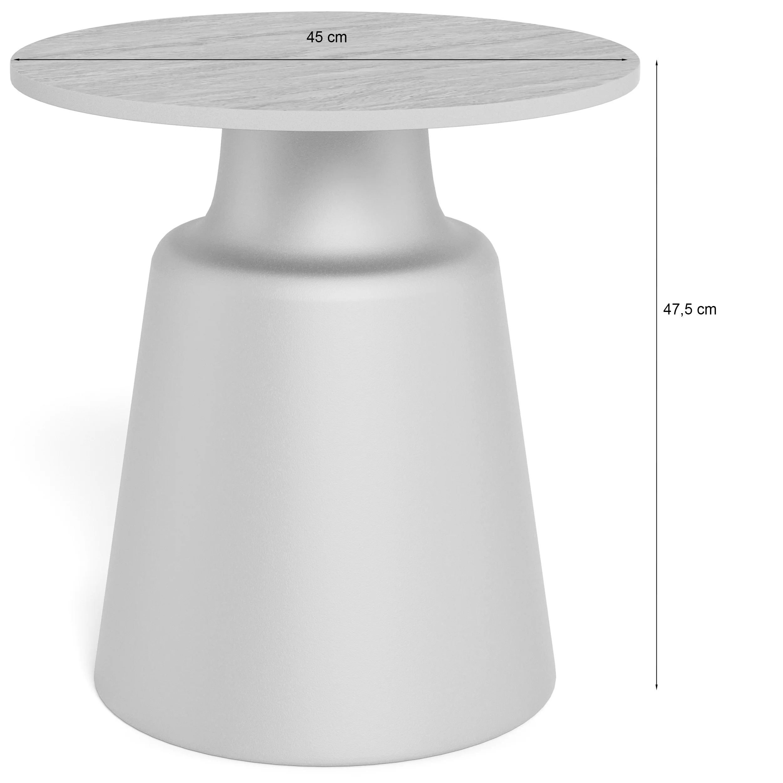 Stolik kawowy Santorini średnica 45 cm jasnoszary ceramiczny blat z metalową podstawą - Image 4