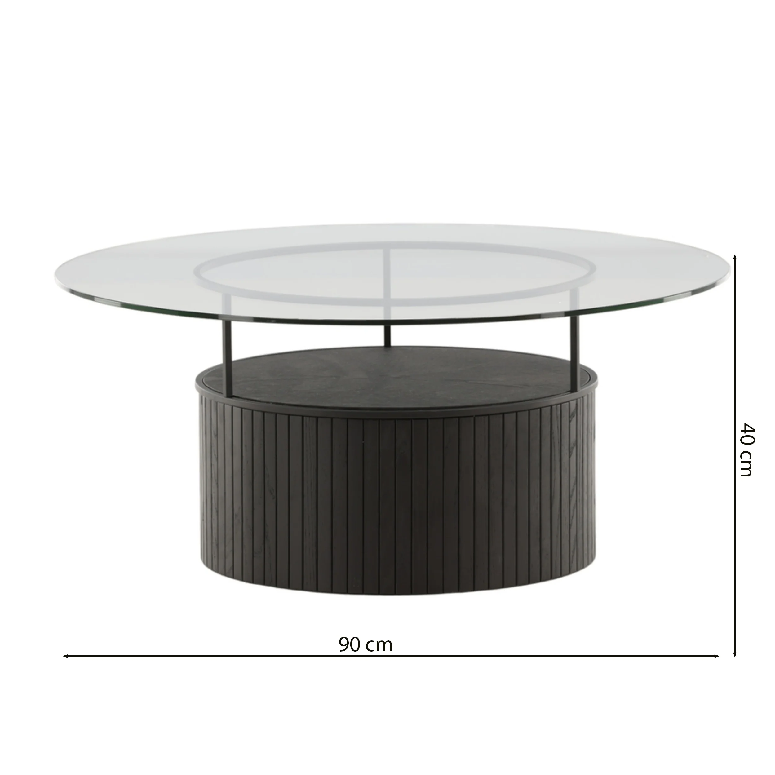 Stolik kawowy Sesandally okrągły 90x90 cm szklany blat/lamele - Image 9