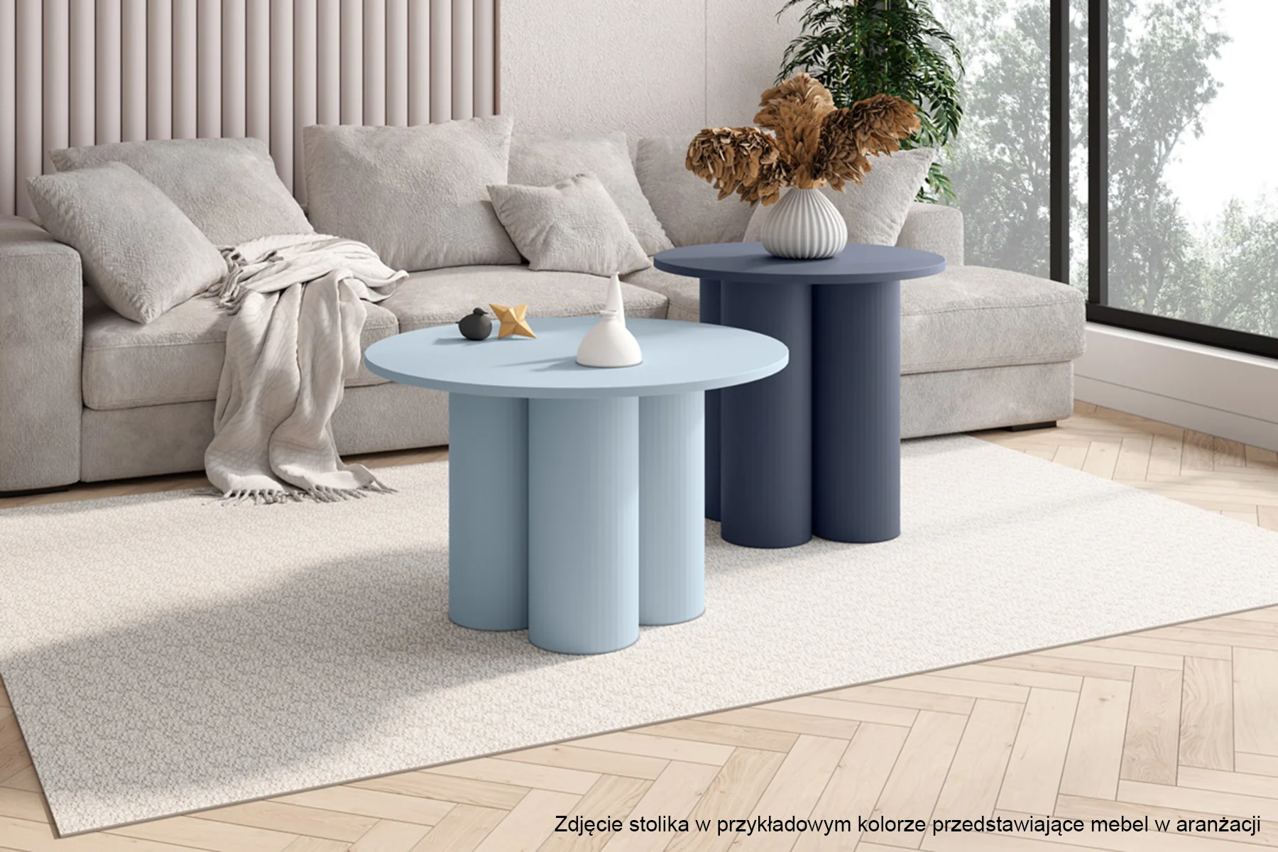 Stolik kawowy Stessle okrągły 80 cm granatowy mat - Image 2