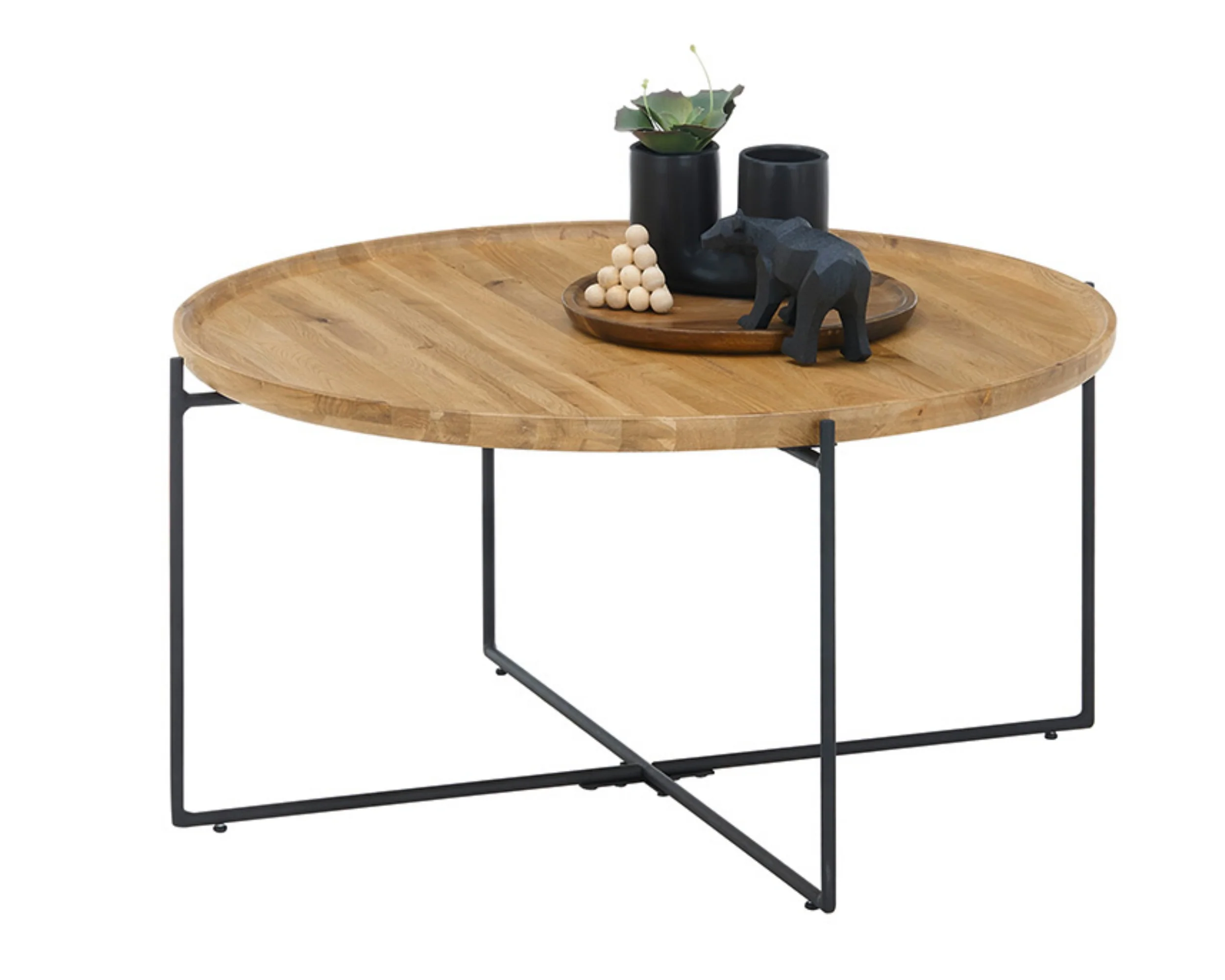 Stolik kawowy Treviso okrągły blat 80 cm drewno dębowe olejowane - Image 4