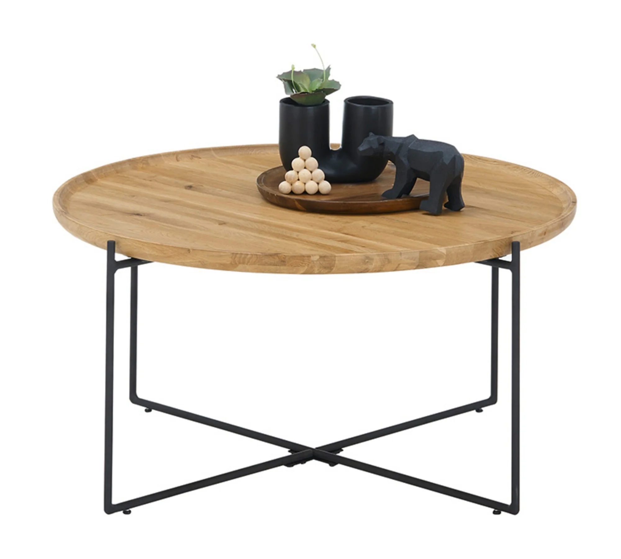 Stolik kawowy Treviso okrągły blat 80 cm drewno dębowe olejowane - Image 5