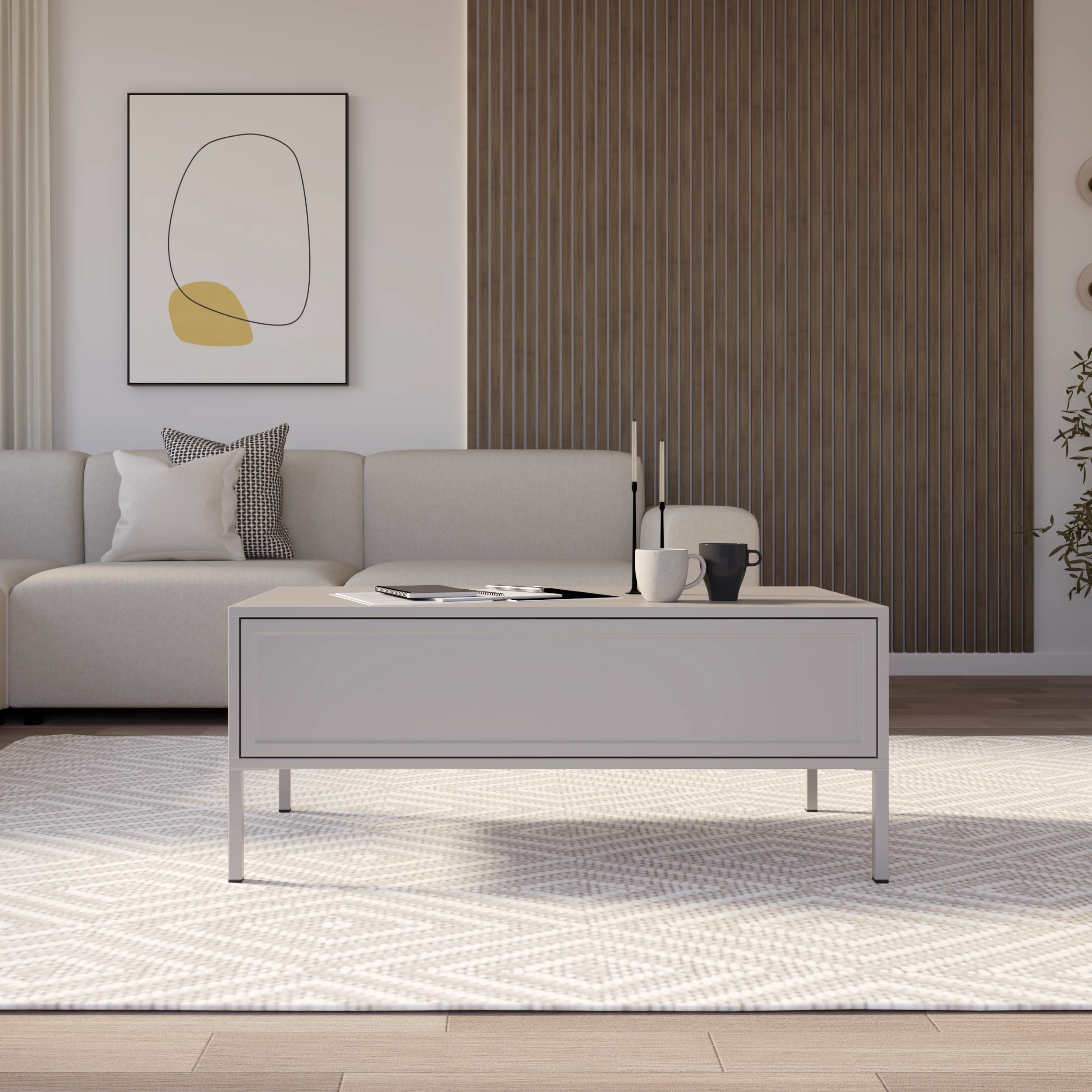 Stolik kawowy Velveto z szufladą 100x50 cm kaszmir - Image 2