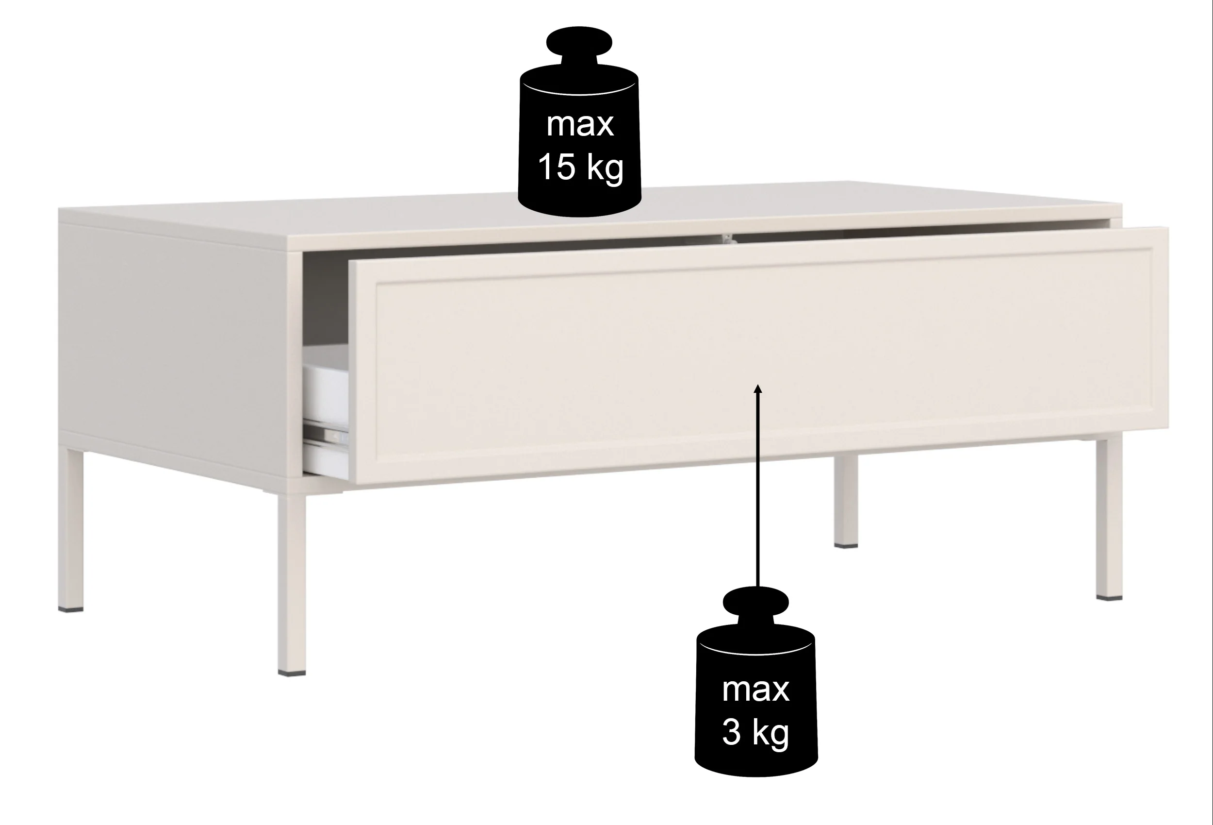 Stolik kawowy Velveto z szufladą 100x50 cm kaszmir - Image 7