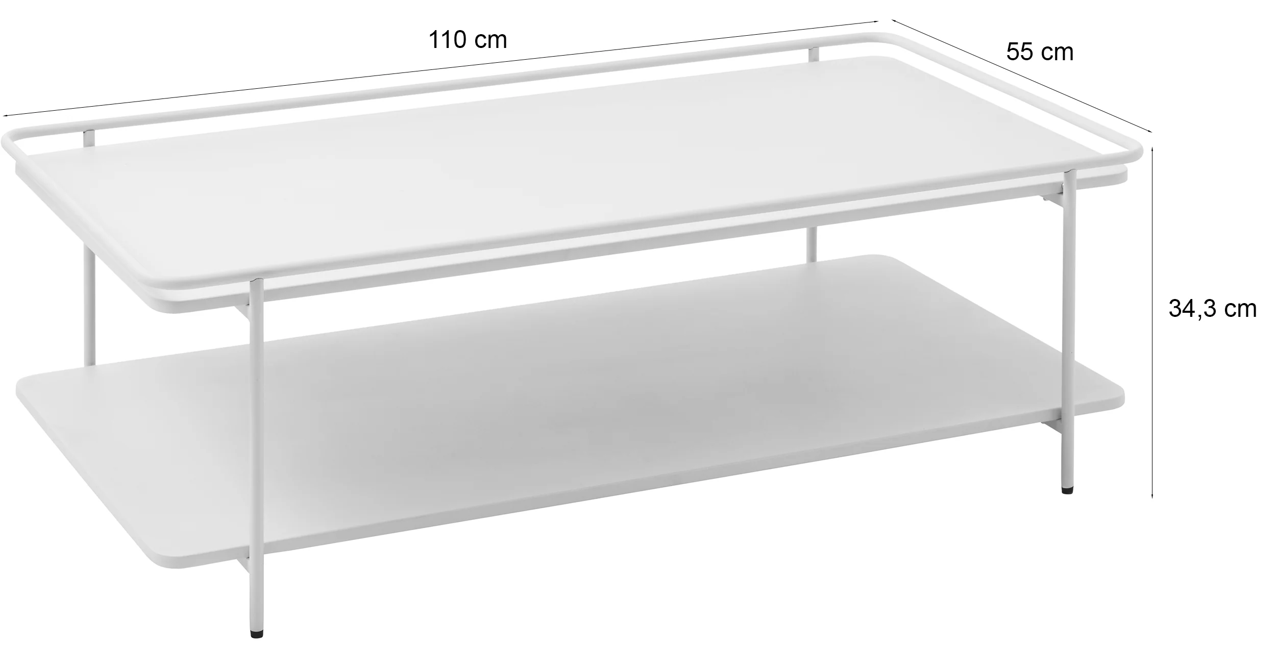 Stolik kawowy Yuba 55x110 cm z półką kremowy - Image 6