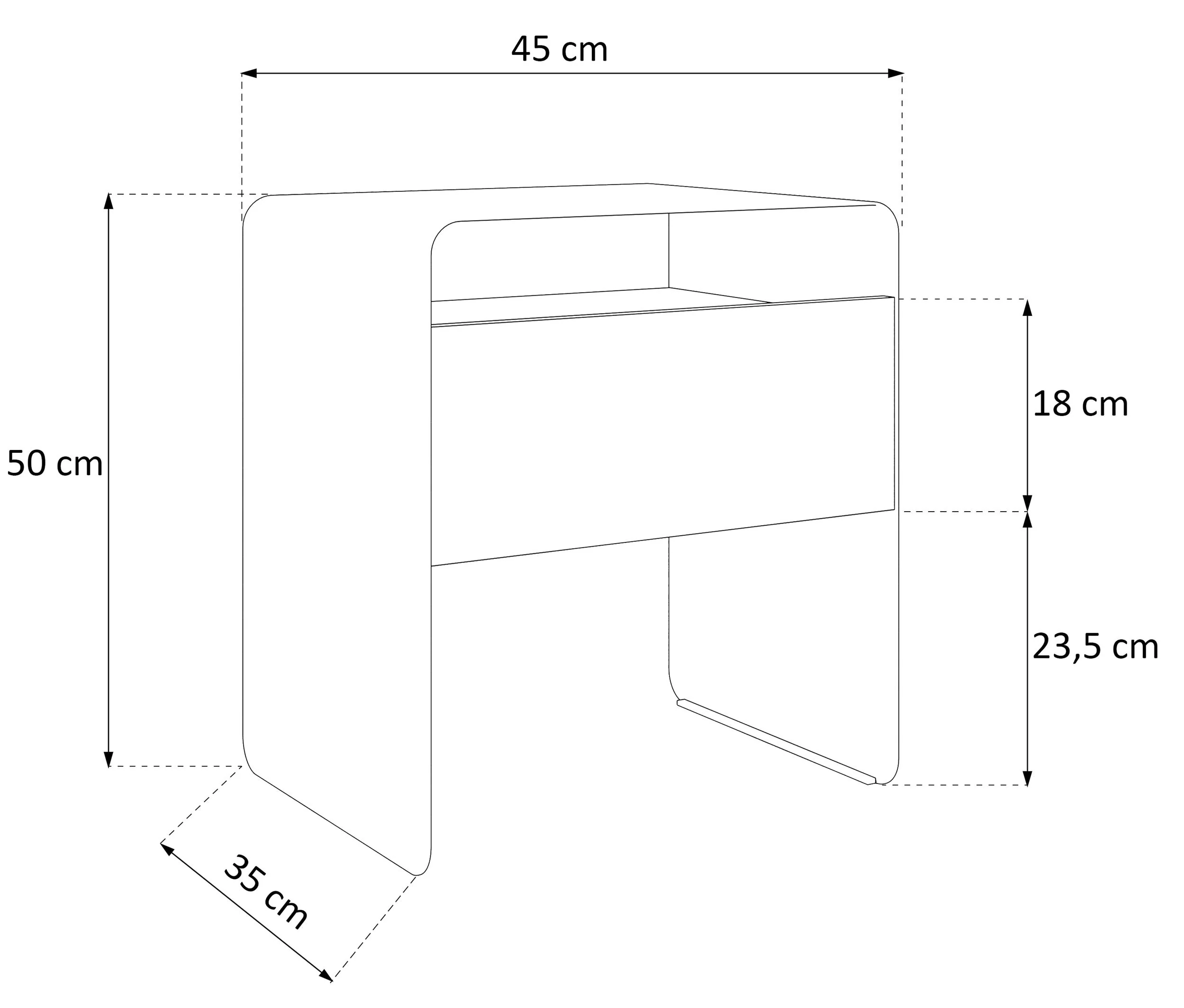 Stolik nocny Lunero z szufladą 45 cm biały/zaokrąglona rama czarna - Image 4