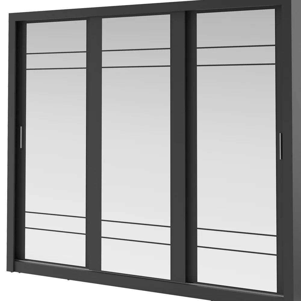 Szafa Arti 250 cm z trzema lustrami czarna - Image 5