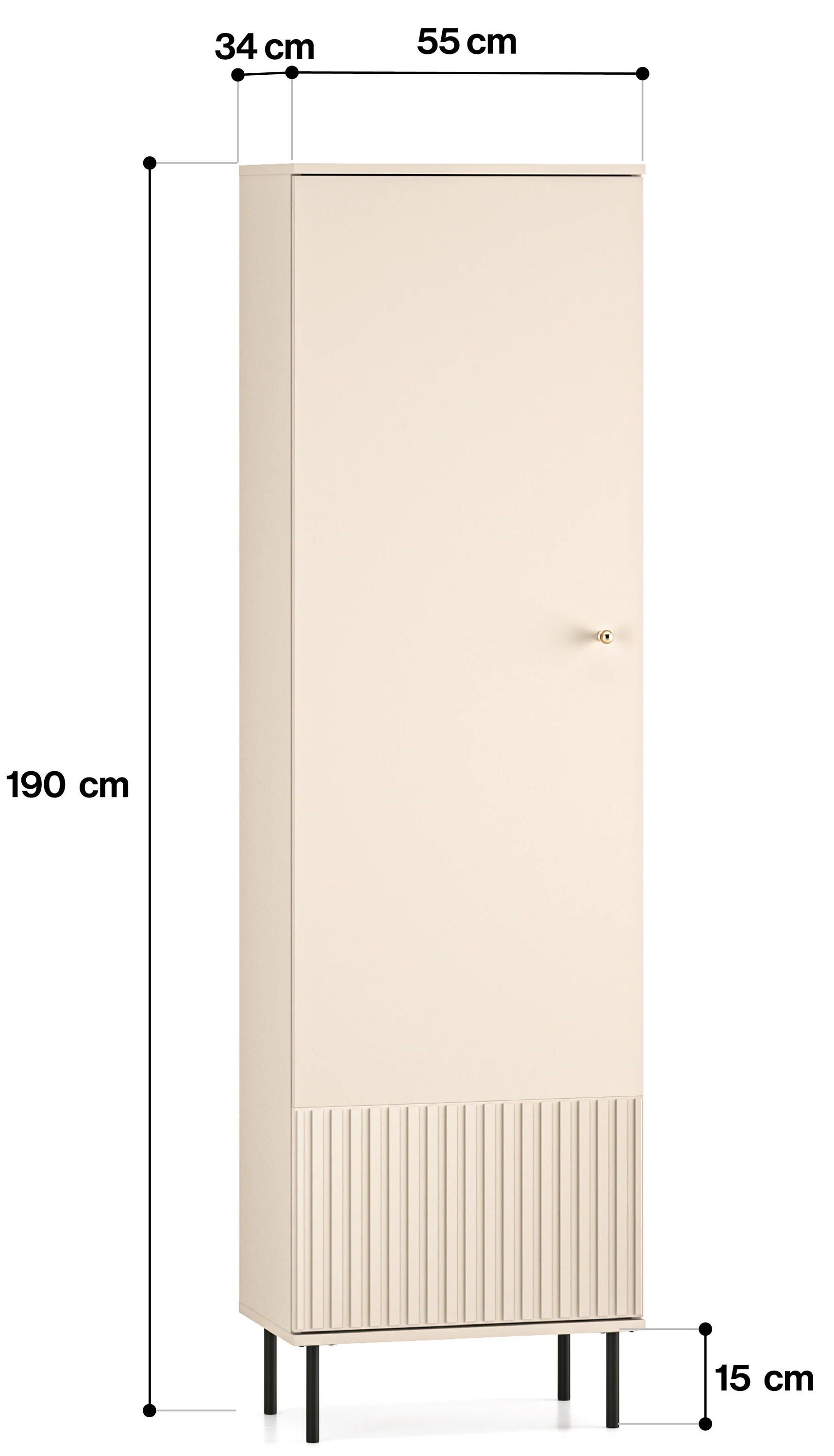 Szafa do przedpokoju Caletto 55 cm jednodrzwiowa ozdobne lamele beżowa - Image 9