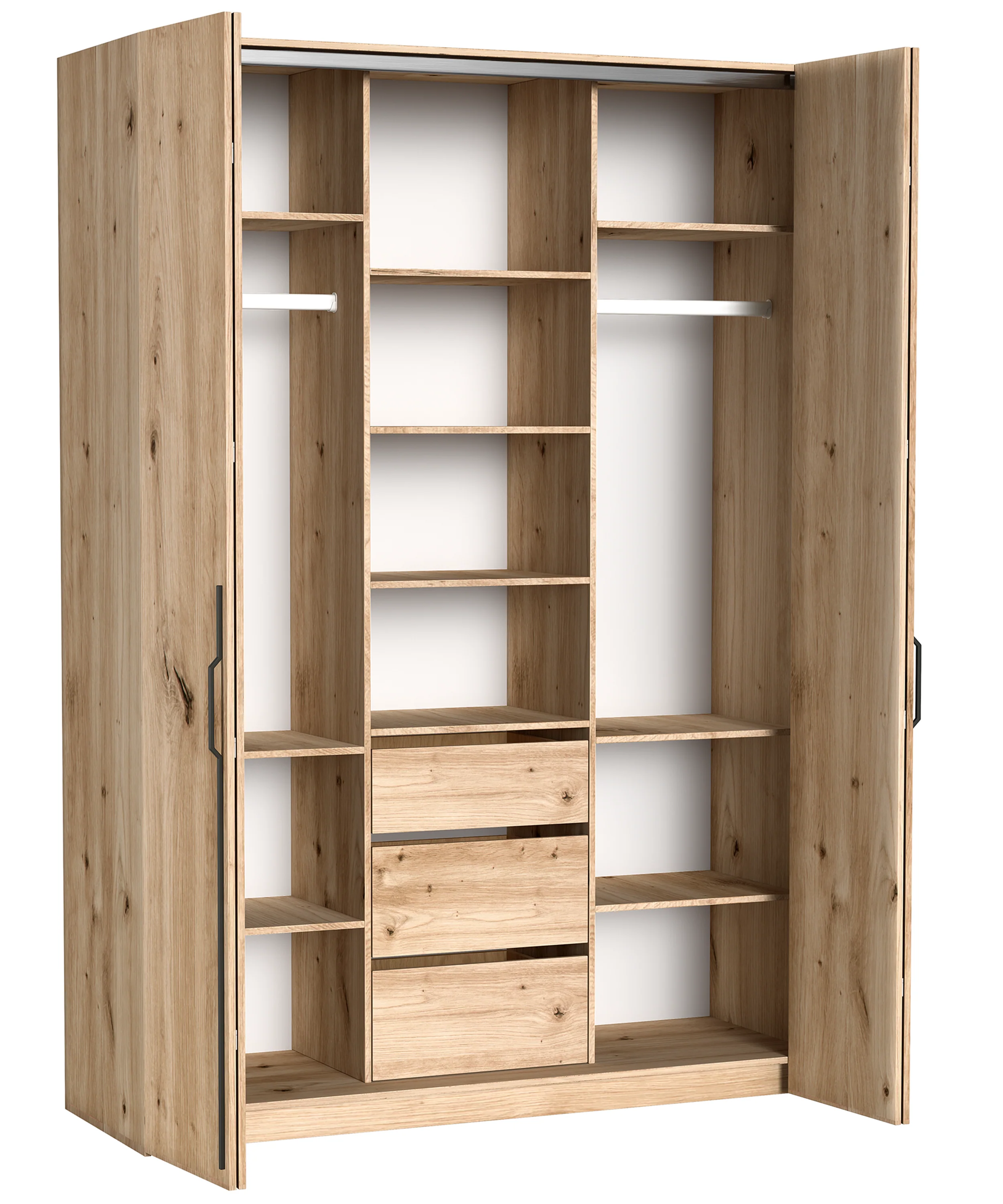 Szafa dwudrzwiowa Bari z trzema szufladami 170 cm dąb artisan - Image 6