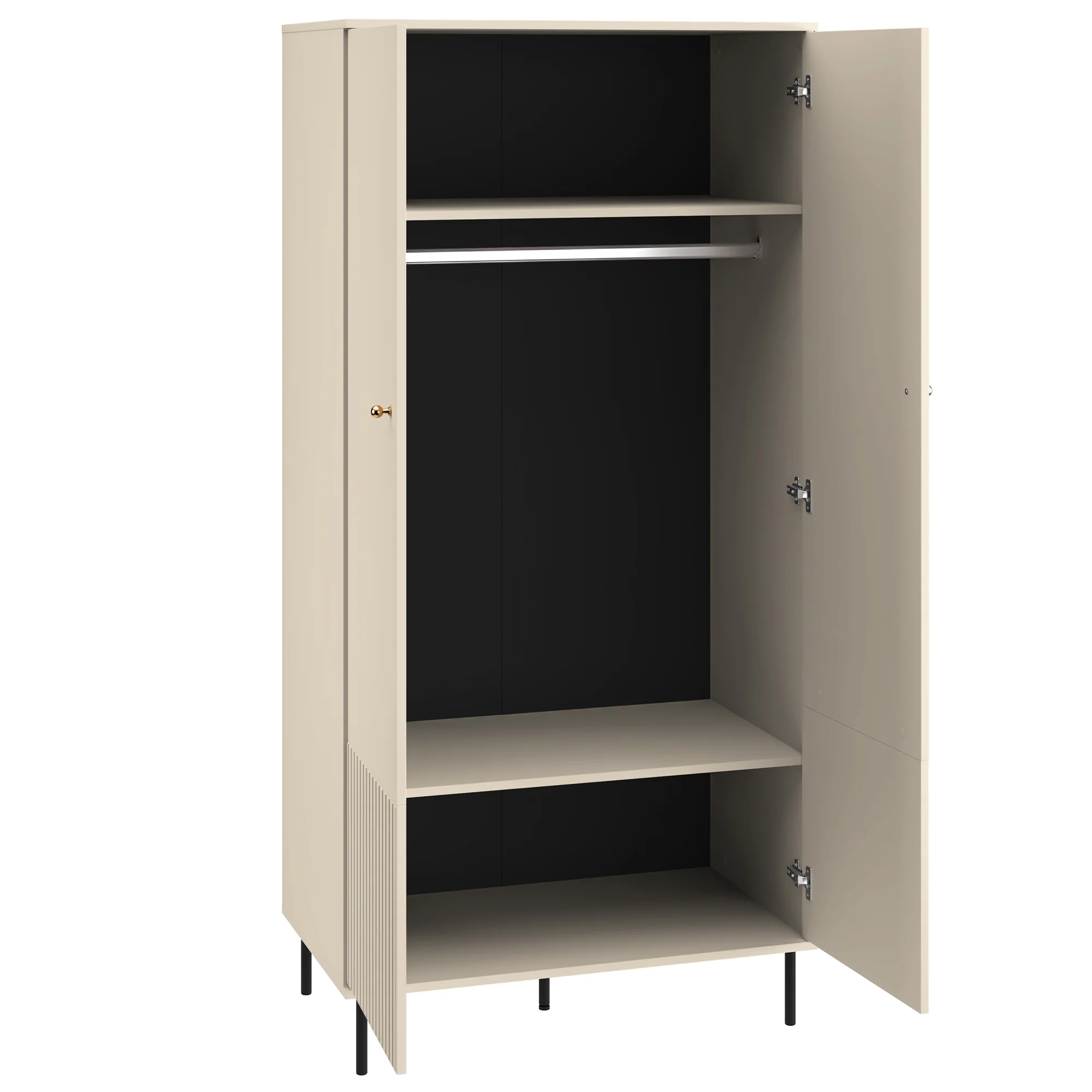 Szafa dwudrzwiowa Caletto 92 cm ozdobne lamele beżowa - Image 8
